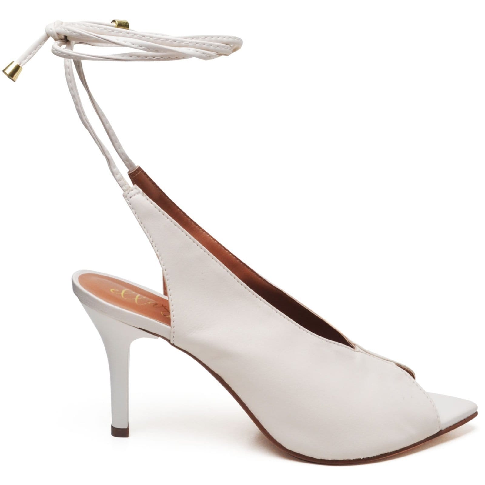 Vista 2 Sandália Salto Alto Bico Folha Napa Off White Ella's ZAFREM off-white white