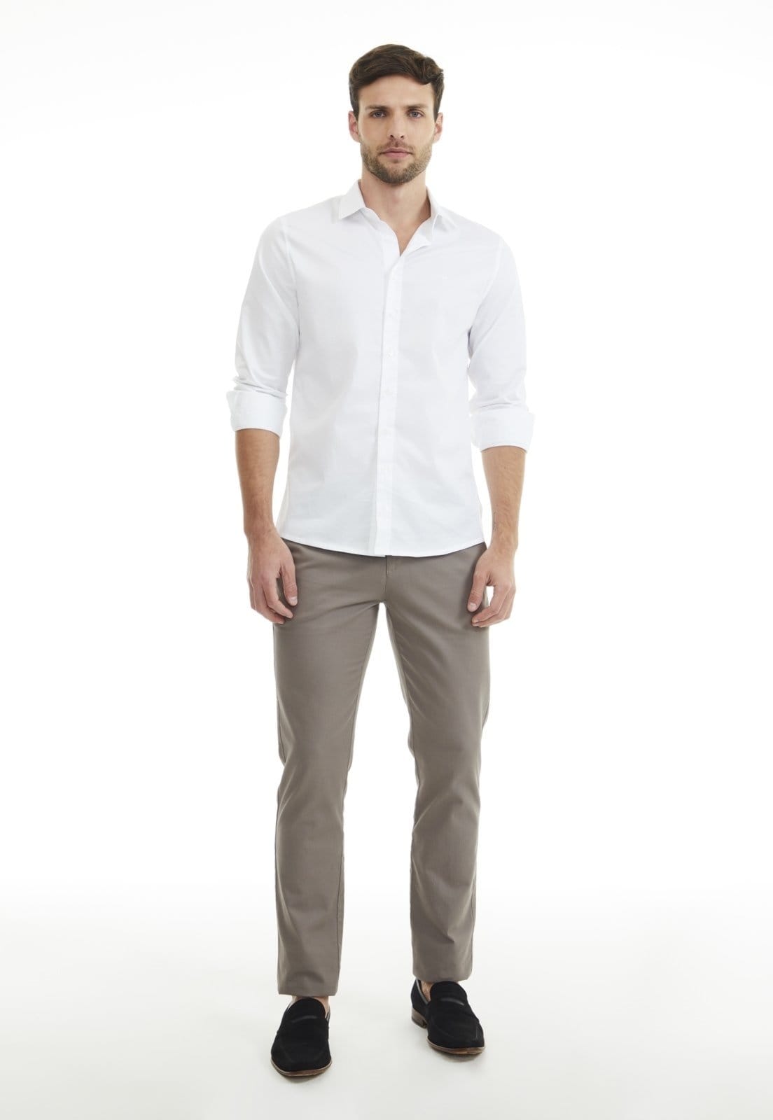 Vista 2 Calça Sarja Traymon Chino Regular Kaki Traymon cáqui kaki