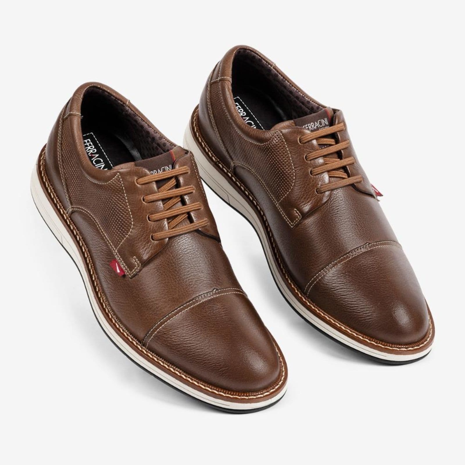 Vista 2 Sapato Social Masculino Couro Legítimo Ferracini Calce Fácil Kingston Antiderrapante 6151-675I FERRACINI marrom