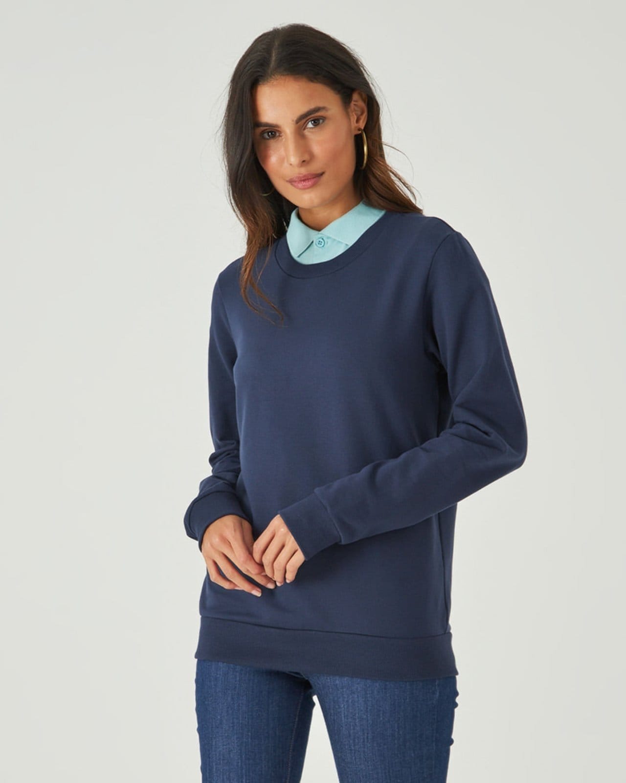 Vista 2 Blusão Moletom Stretch Malwee azul