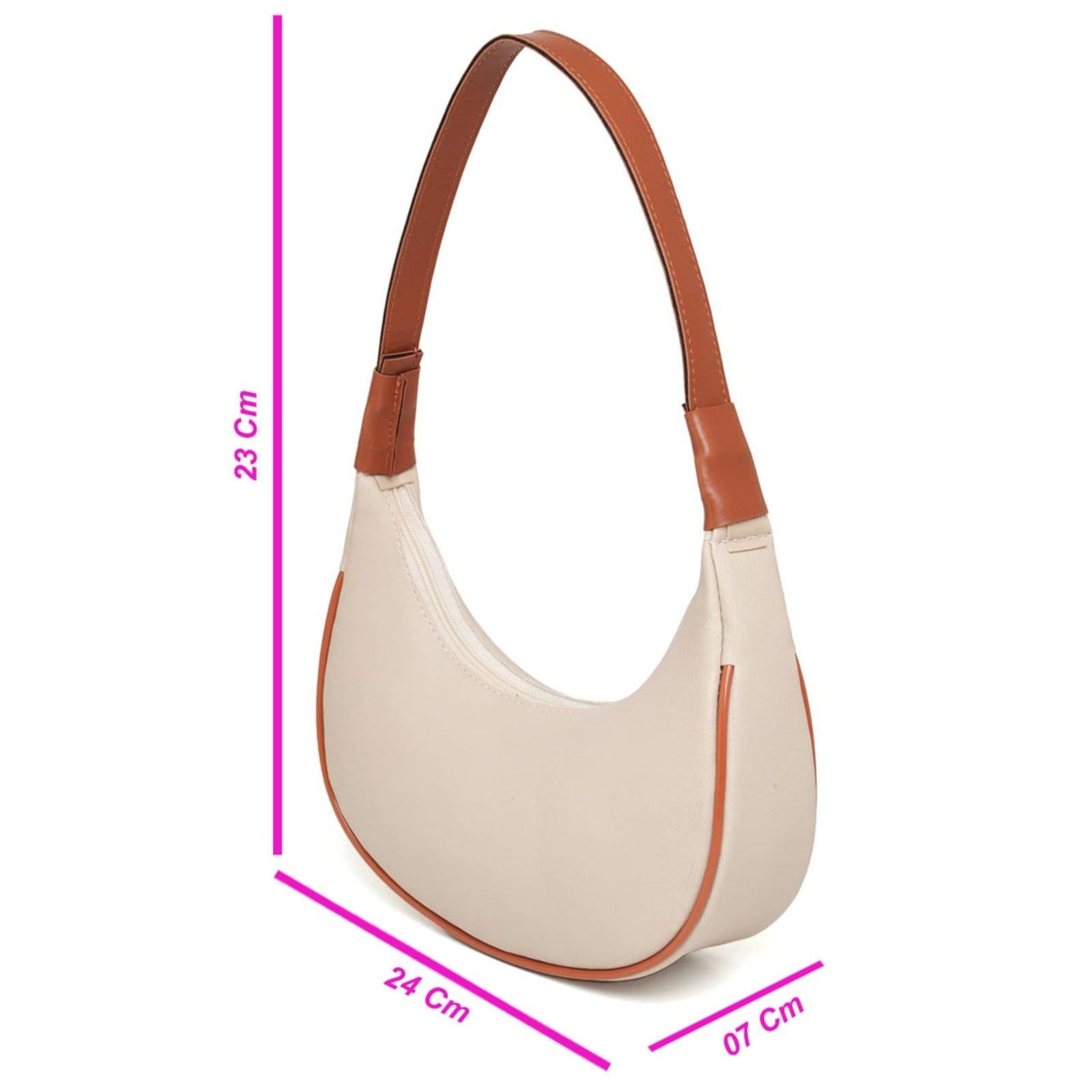 Vista 2 Bolsa Feminina Casual Anna Andrade Bolsa Meia Lua Cluth De Ombro Tendência Marfim e Anna Andrade bege/caramelo