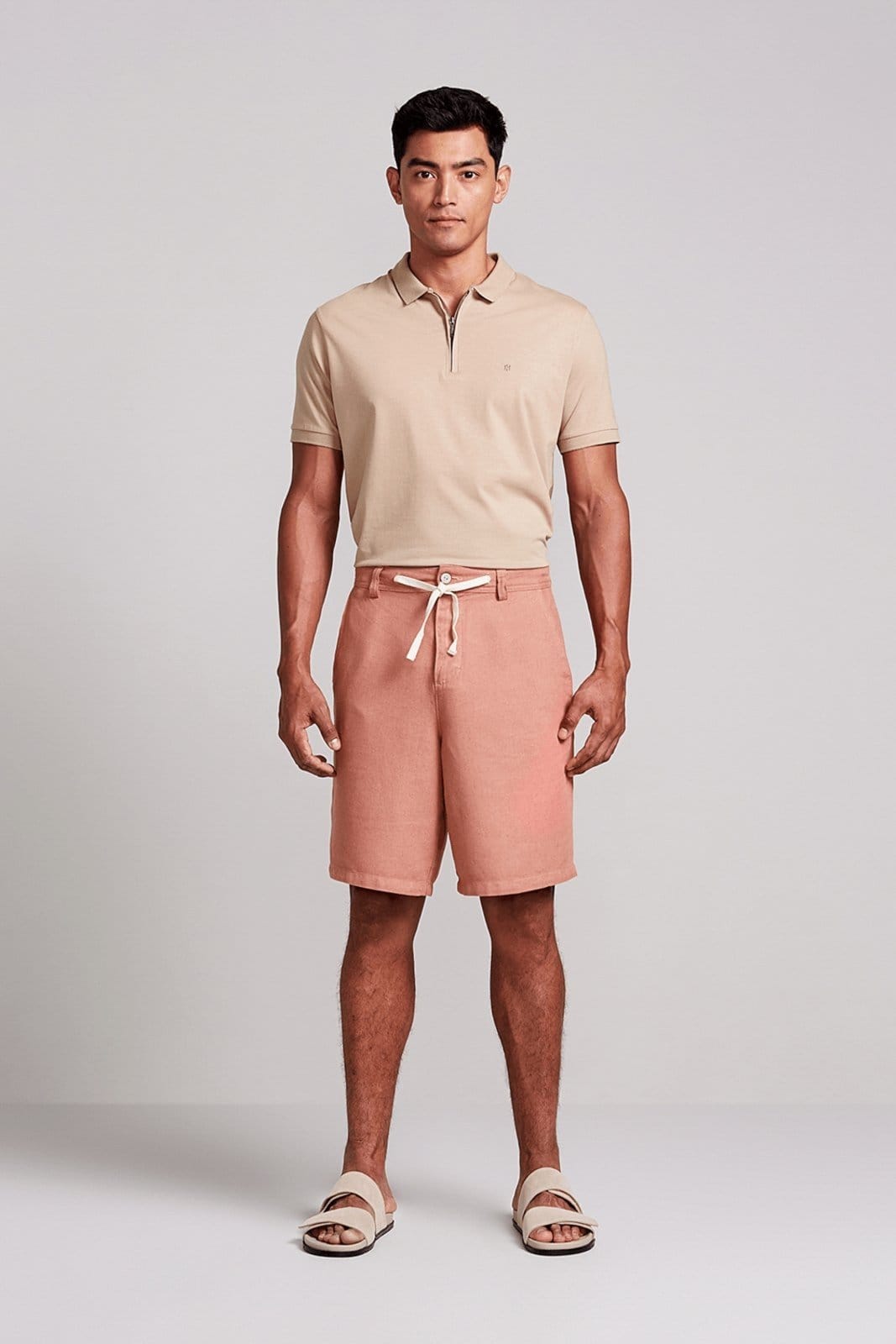 Vista 2 HIGHSTIL Bermuda Linen Blend Relax Salmão HIGHSTIL rosa