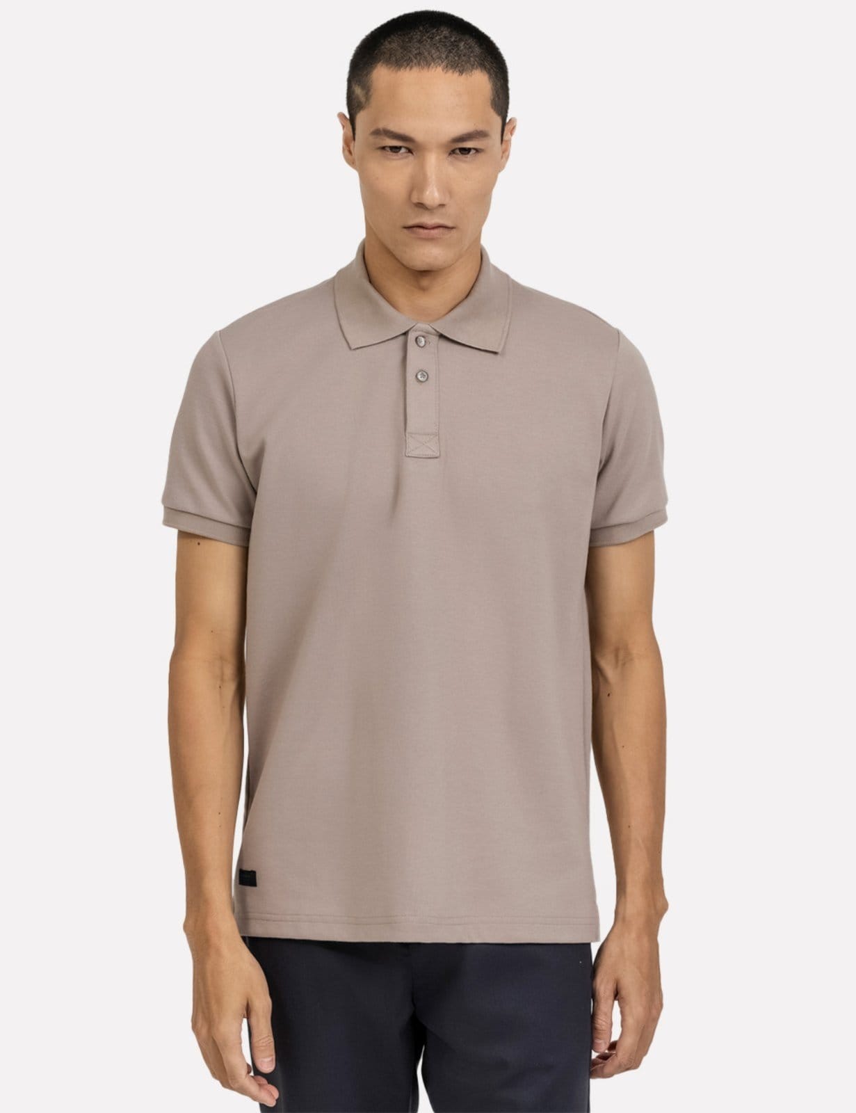Polo K&J Black Masculina Regular Piquet Premium Vista Cáqui