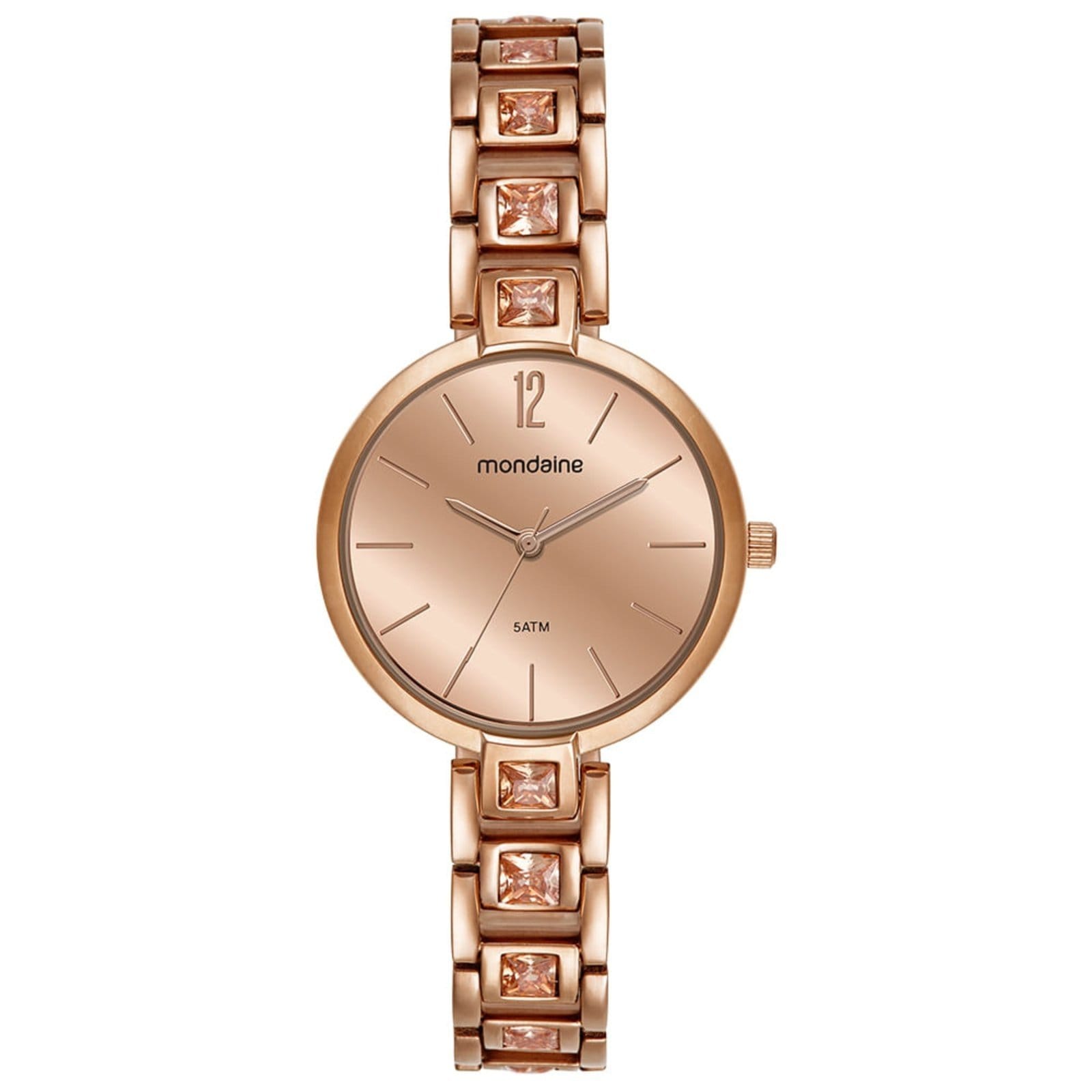 Relógio Feminino Espelhado Cristais Rosé