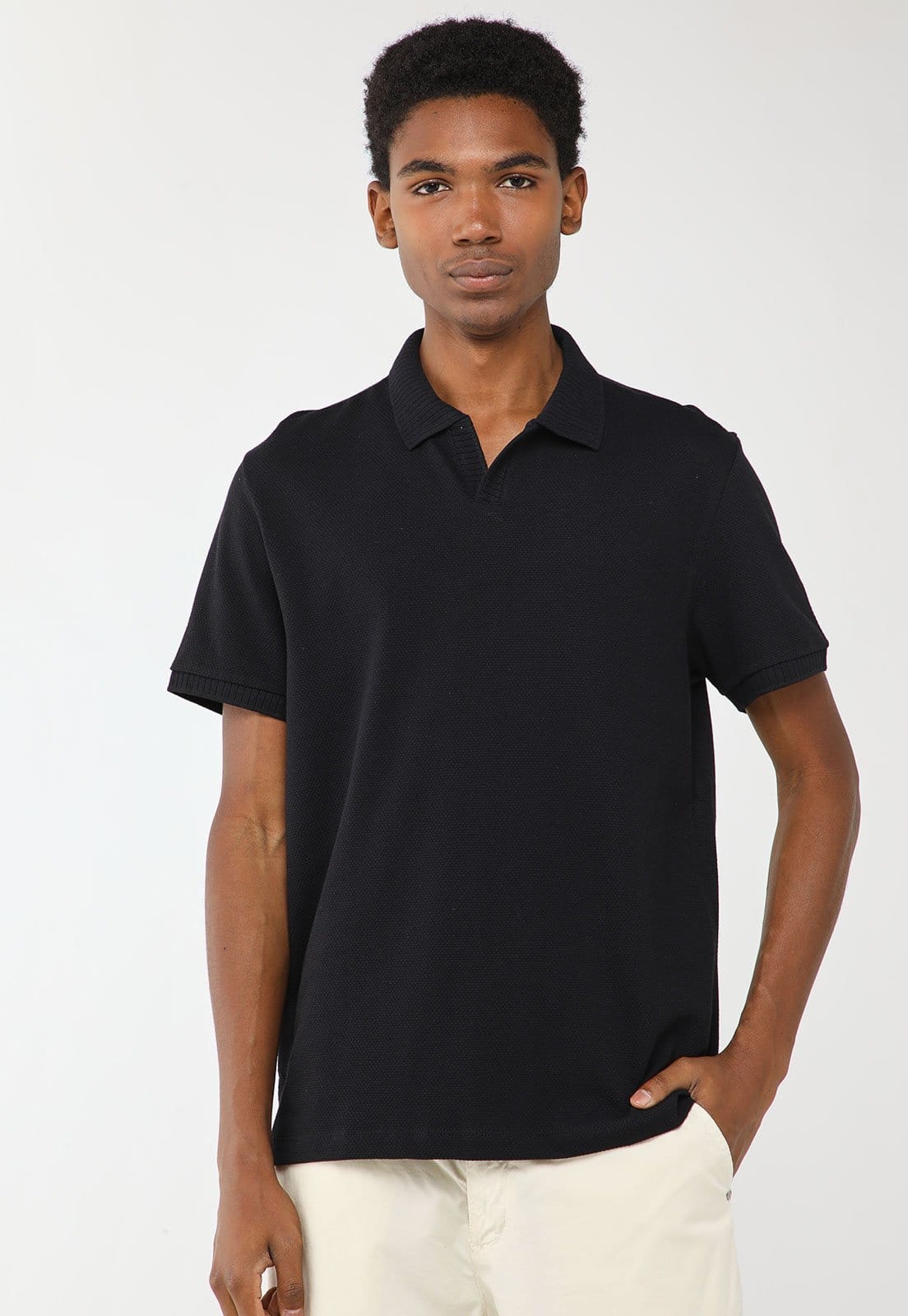 Camisa Polo Masculina Hering Piquê Preta