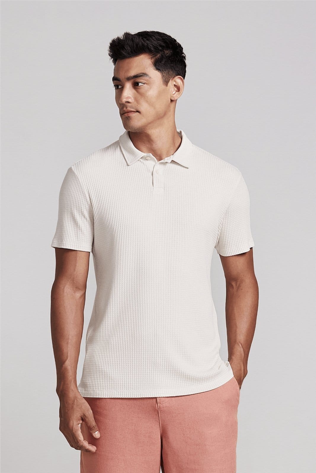 HIGHSTIL Camisa Polo Texturizada Slim Fit Areia