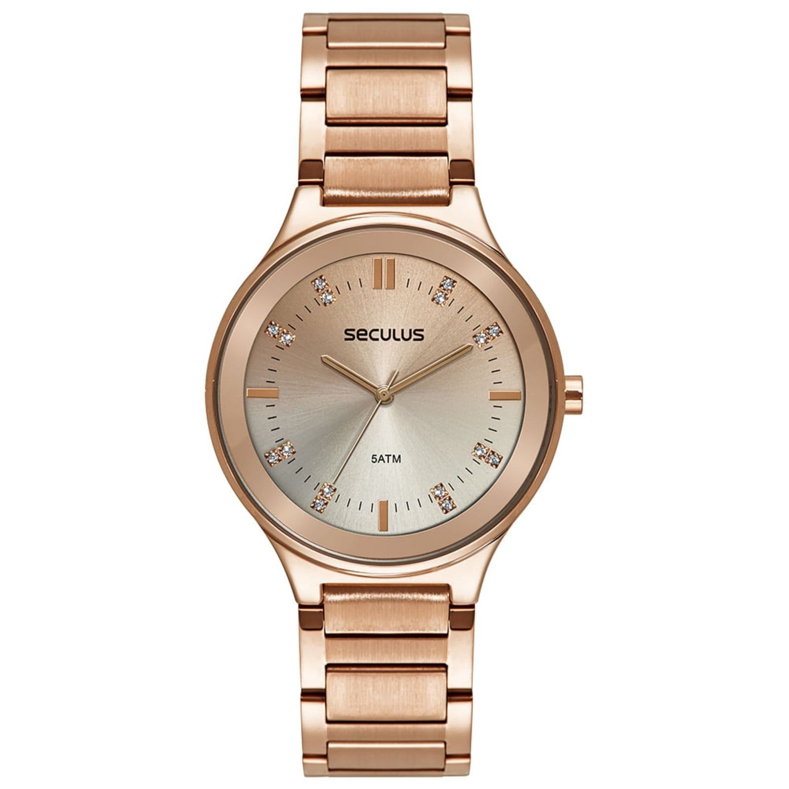 Relógio Seculus Feminino Visor Degradê Cristais Rosé