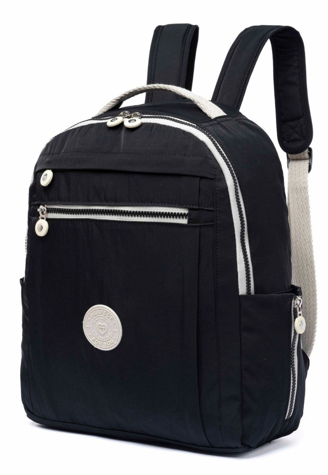 Vista 2 Mochila Feminina Escolar Bolsa Trabalho Reforçada Espaçosa Perfect For You preto