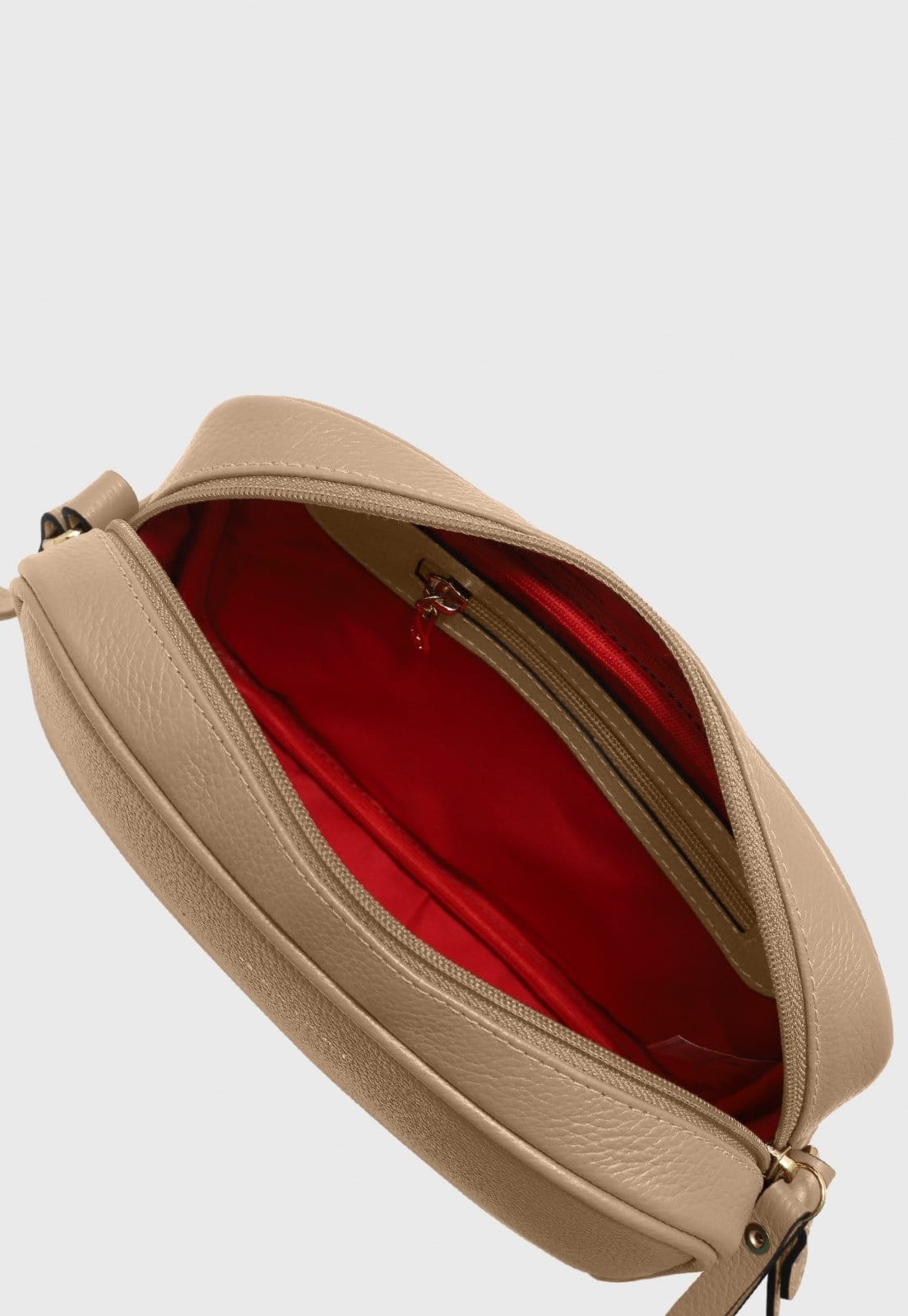 Vista 2 Bolsa Transversal Couro Mariart Jeri Creme Mariart bege