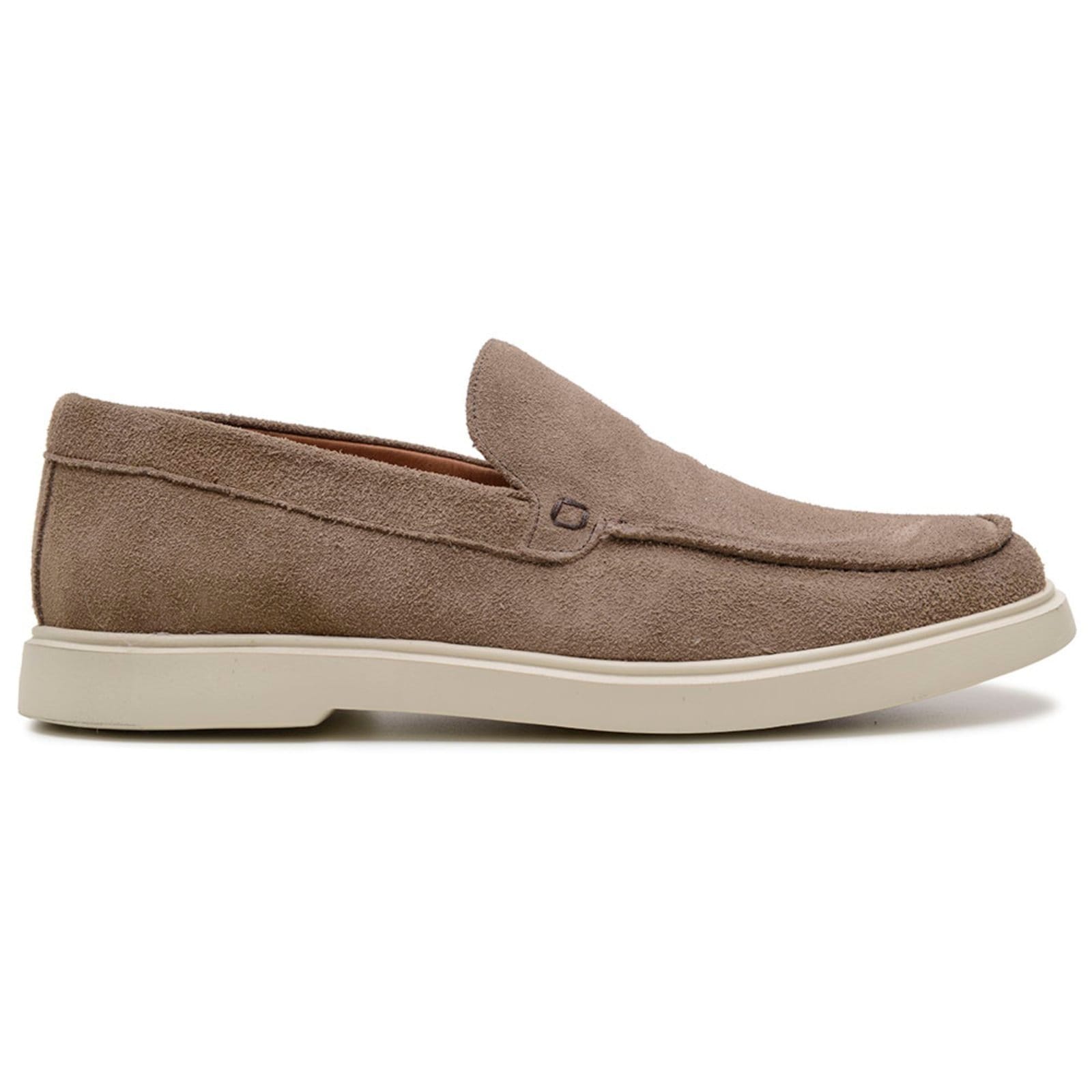 Vista 2 Sapato Masculino Casual Anna Andrade Dockside Camurça Slip On Couro Leve Confortável Areia Anna Andrade bege