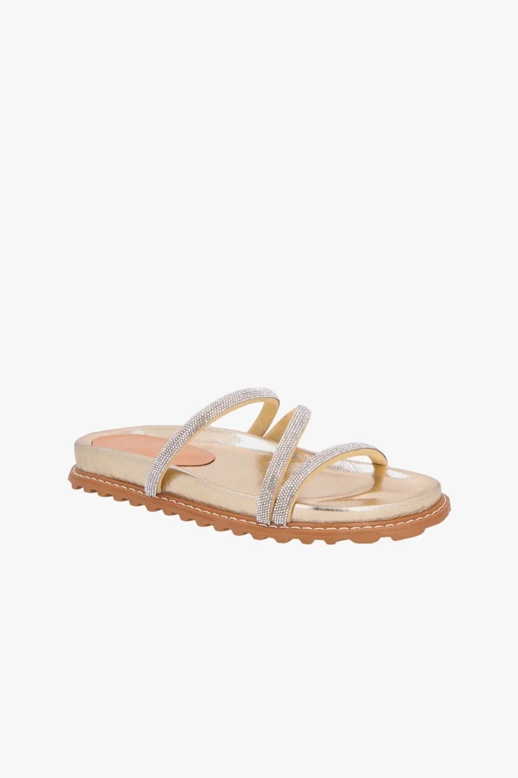 Papete Luiza Barcelos De Tiras Finas Em Couro Com Aplicação De Cristais