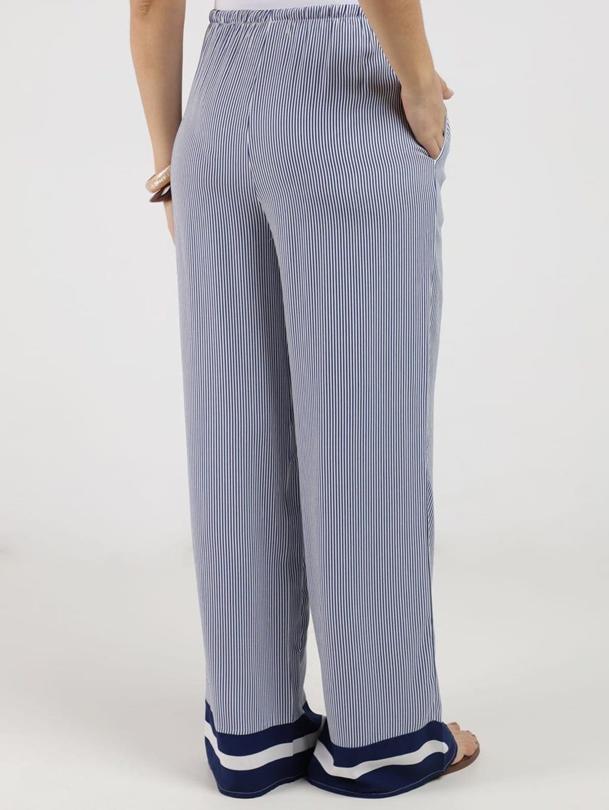 Vista 2 Calça Pantalona Listrada Autentique Feminina Autentique azul