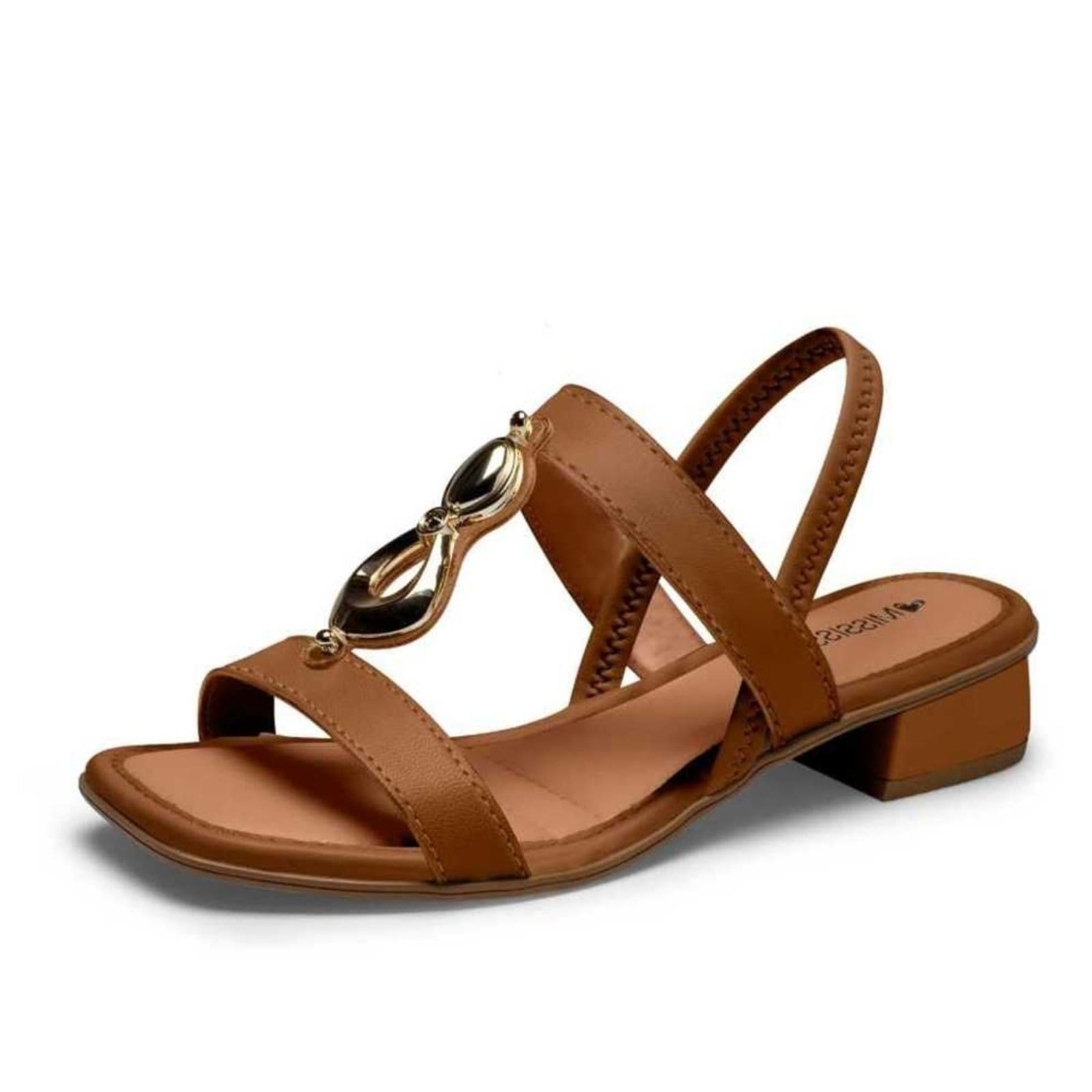 Vista 2 Sandália Feminina Mississipi Salto Blocado Pedraria MISSISSIPI marrom