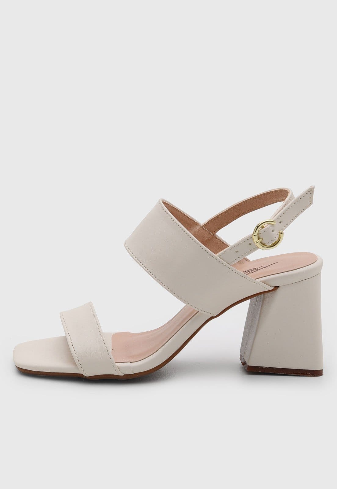 Sandália Salto Geométrico Feminina Atalia Shoes Santorine Off White Tiras Retas Slingback Tendência 2026