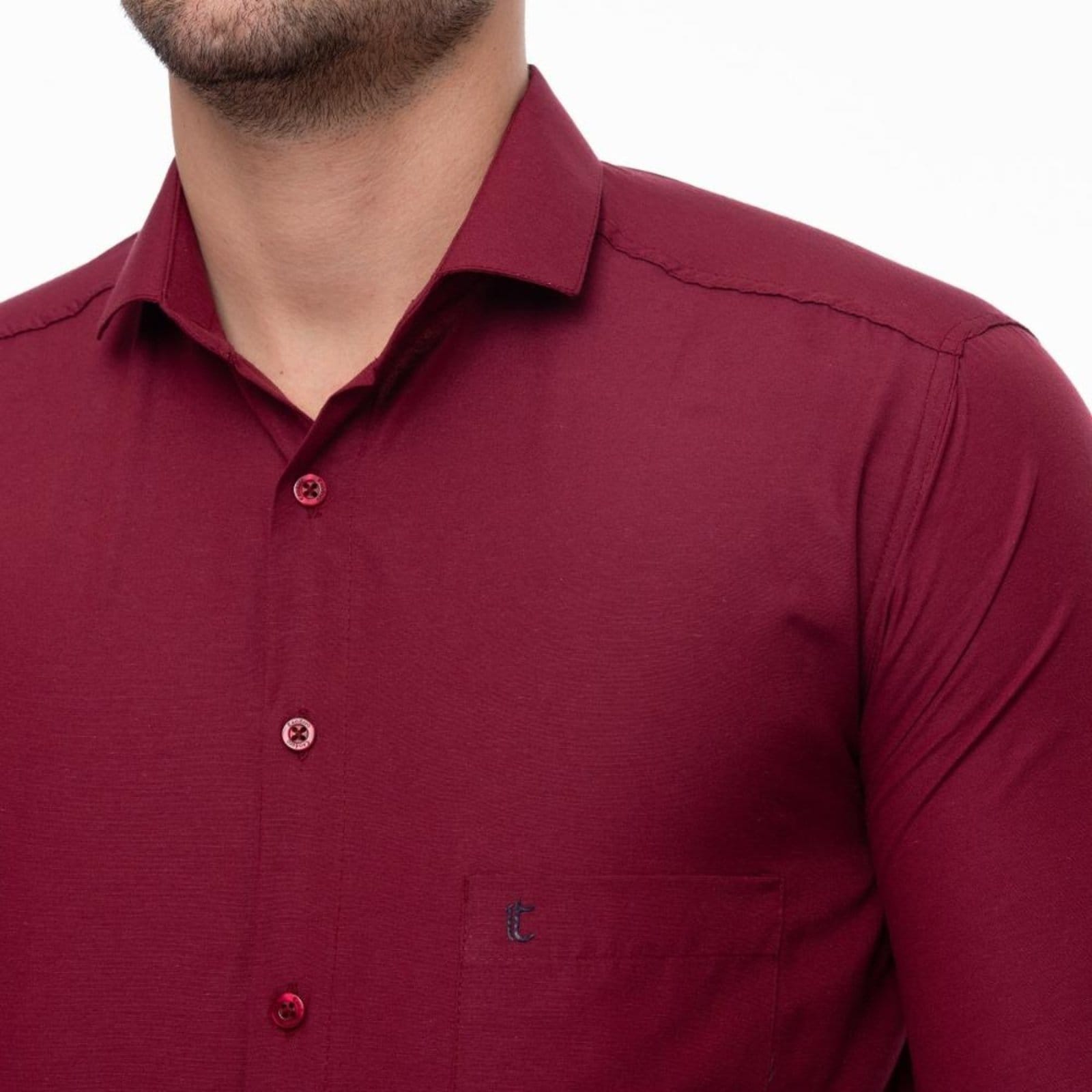 Camisa Social Slim Masculina Teodoro Manga Longa Elegante Cinza Verde Vinho - 2