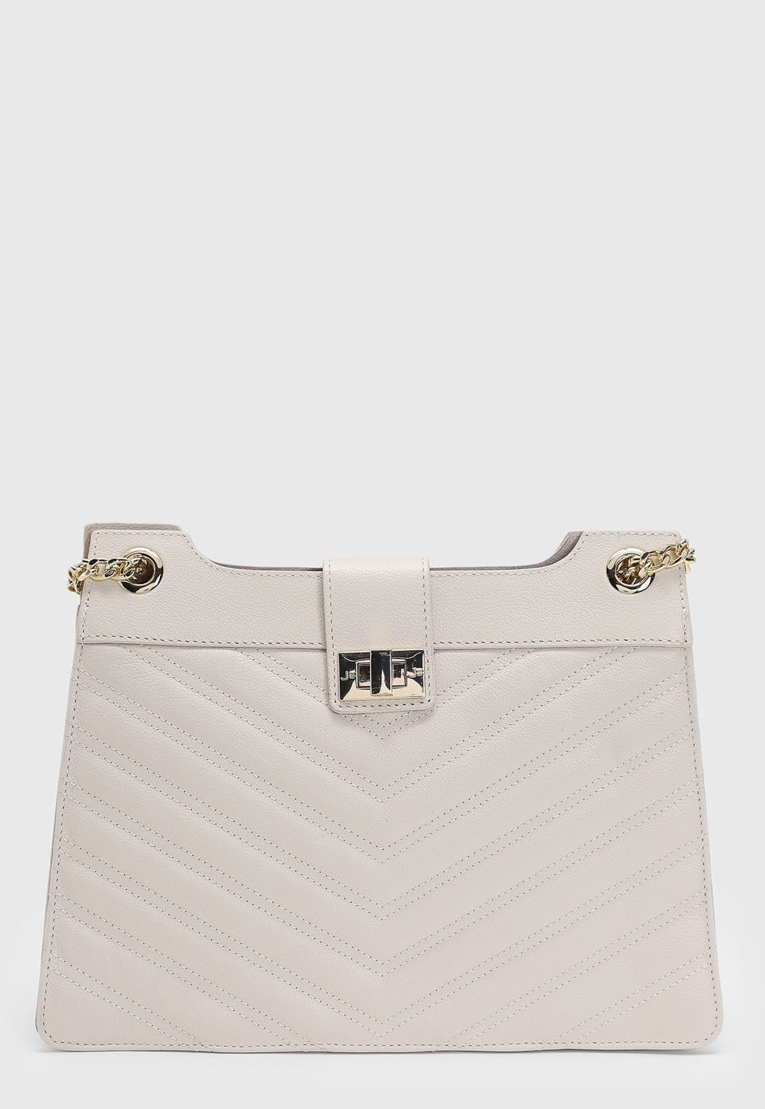 Bolsa Feminina Jorge Bischoff Chevron Corrente Off-White