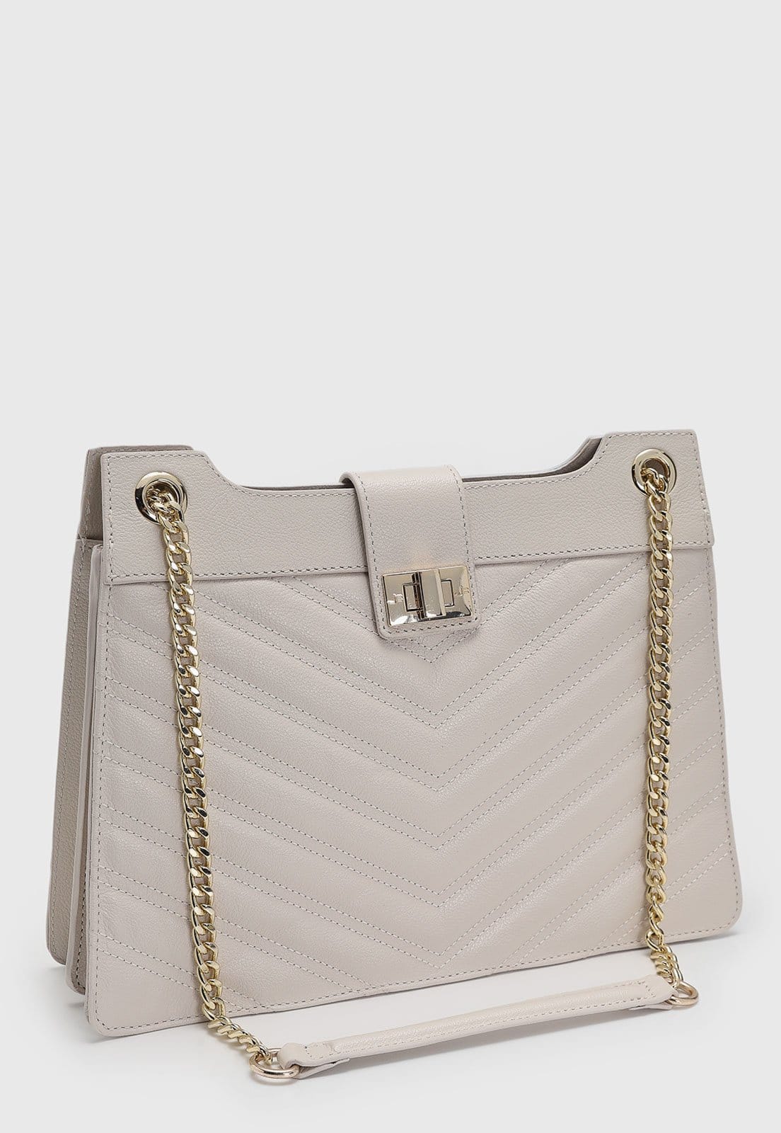 Vista 2 Bolsa Feminina Jorge Bischoff Chevron Corrente Off-White Jorge Bischoff off-white white