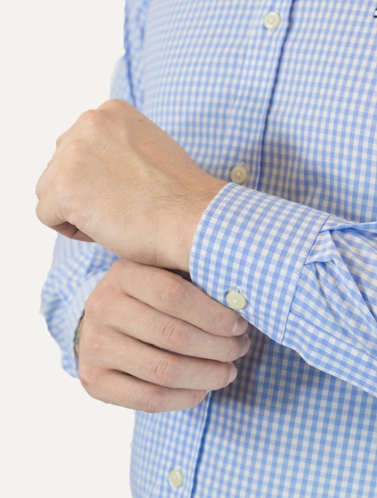 Vista 2 Camisa Tommy Hilfiger Masculina Xadrez Gingham Branca/Azul Tommy Hilfiger xadrez azul