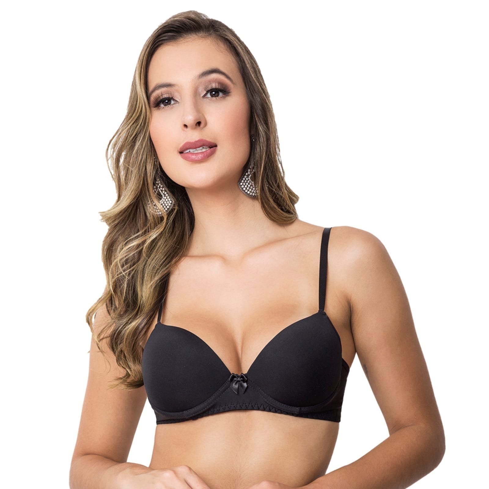 Vista 2 Kit 3 Sutiãs Gabi Lingerie Microfibra Com Bojo Moda Feminina Casual Gabi Lingerie multicolorido