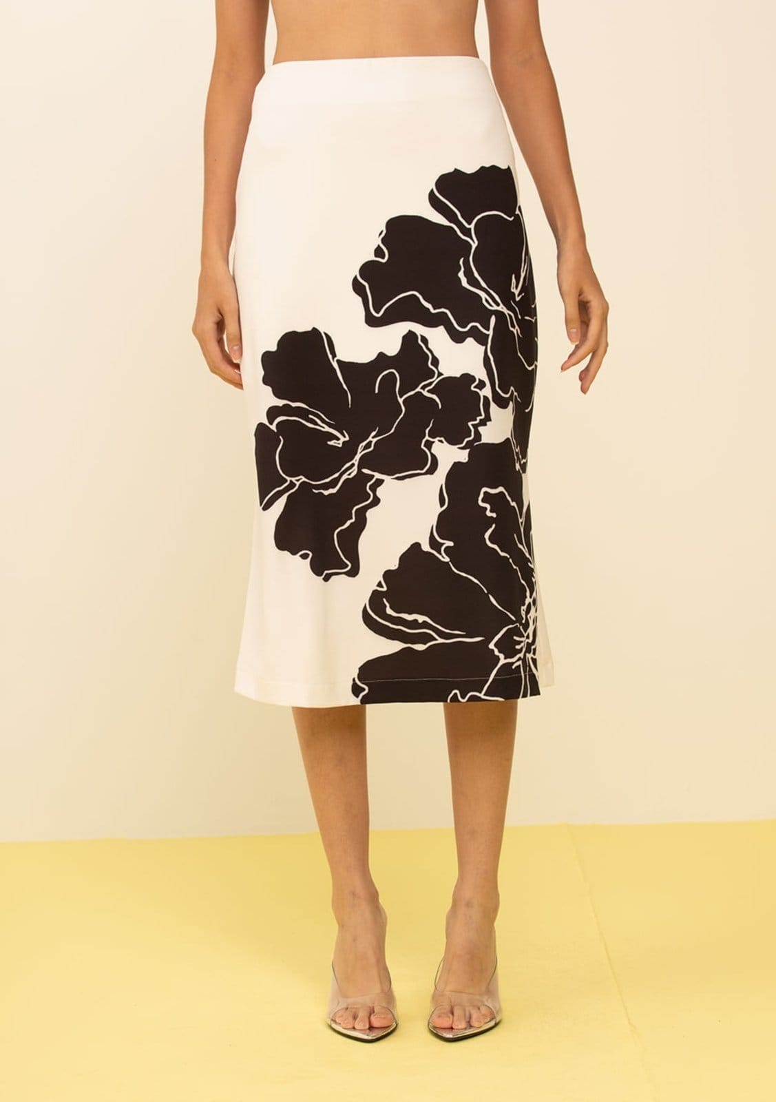 Vista 2 Saia Zinco Reta Alta Midi Off-white Zinco off-white white