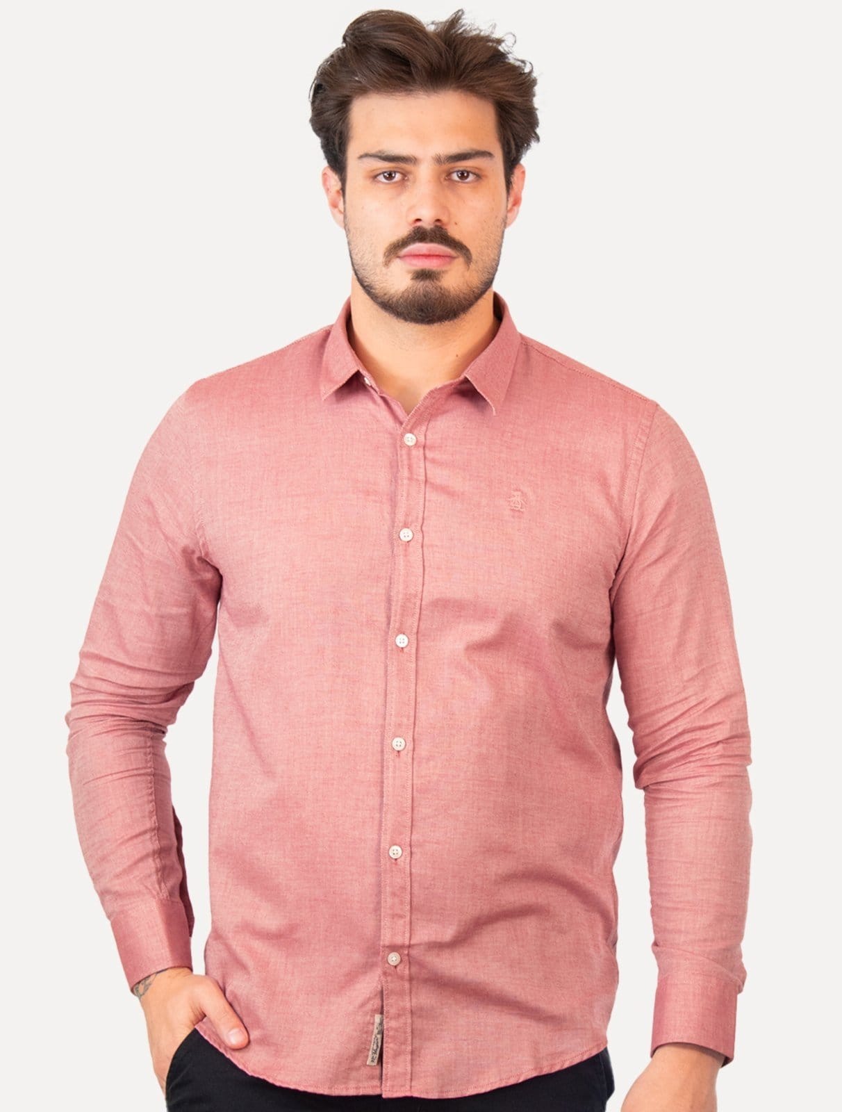 Camisa Original Penguin Masculina Regular Oxford Mescla