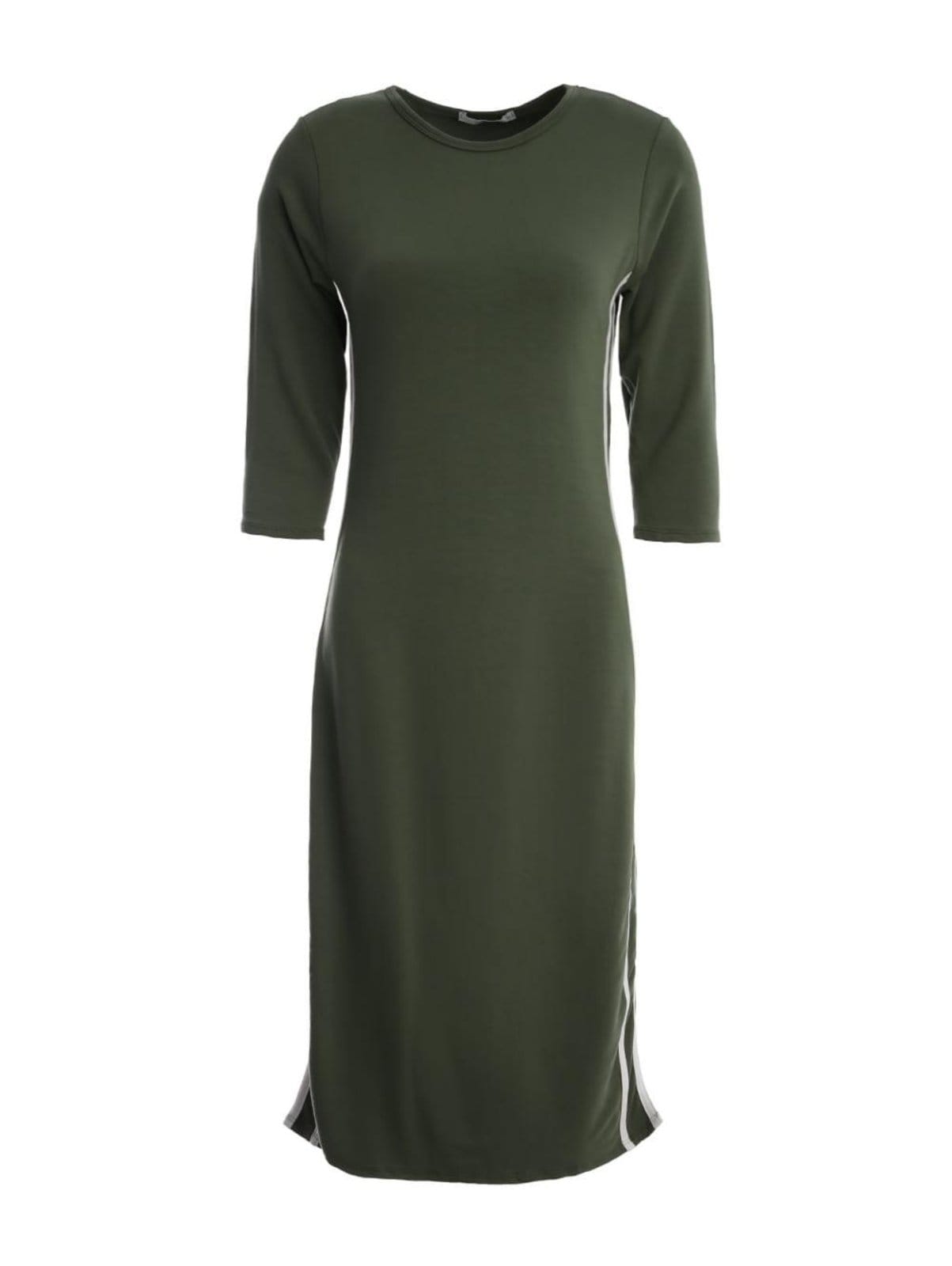 Vestido Midi Manga 3/4 Autentique Feminino VERDE/BRANCO