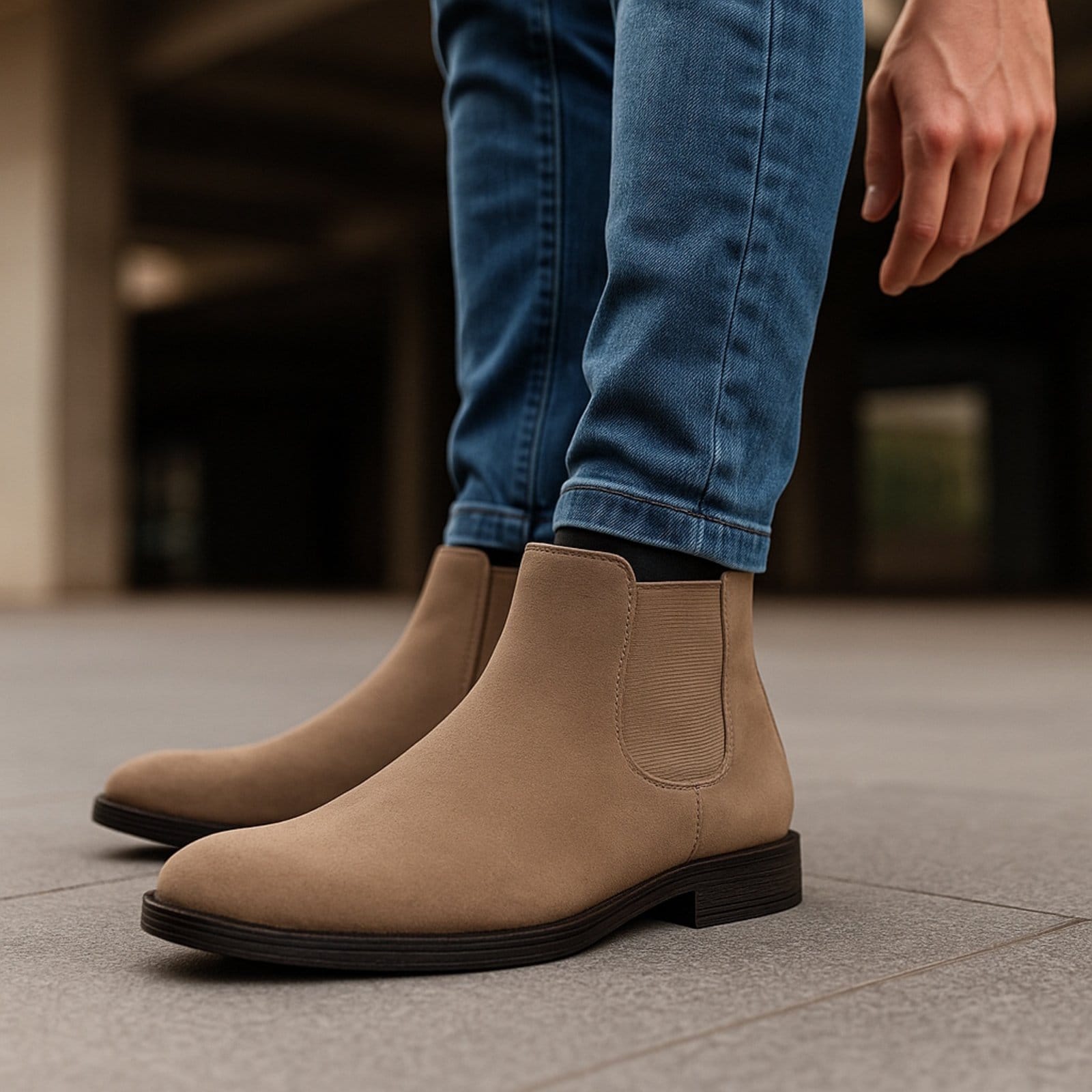 Botina Bota Chelsea Masculina Country Rodeio Confortavel Camurça Areia