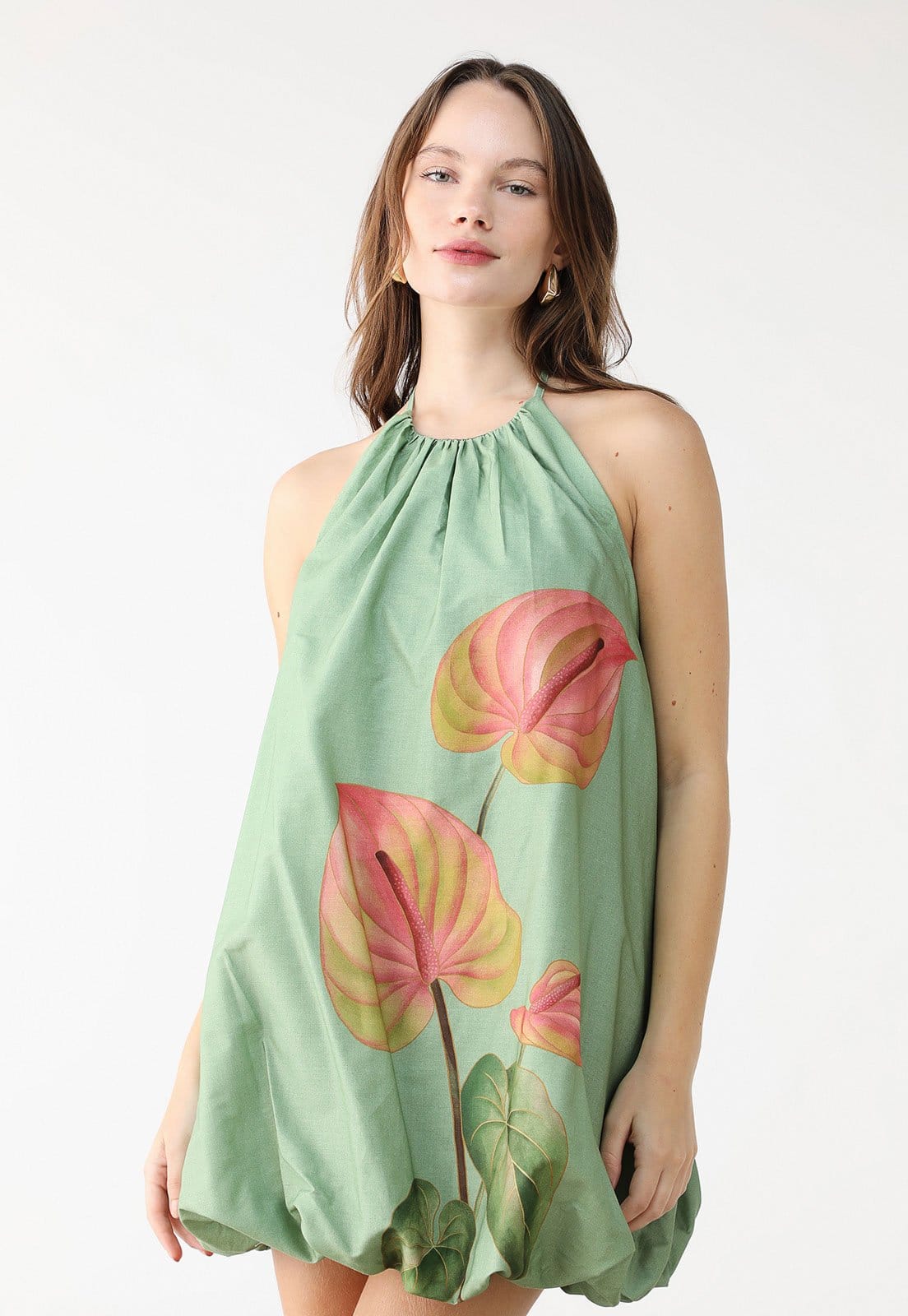 Vestido Frente Única FARM Curto Balonê Anturio