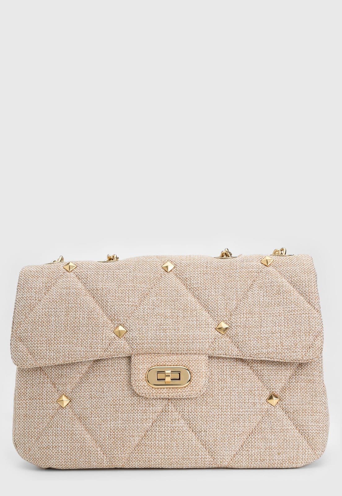 Vista 2 Bolsa Feminina Maria Milão Transversal Spike Palha Maria Milão bege/castanho/cáqui/nude/off-white