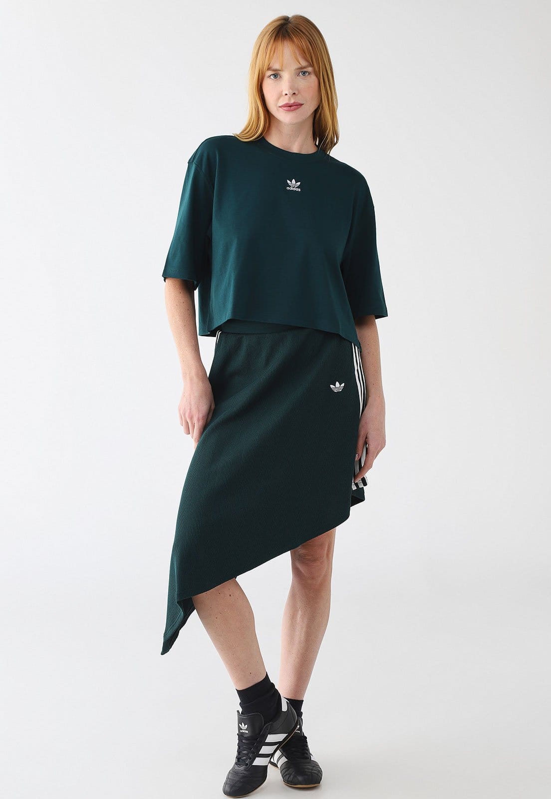 Vista 2 Saia Feminina adidas Originals Assimétrica Escura adidas Originals verde