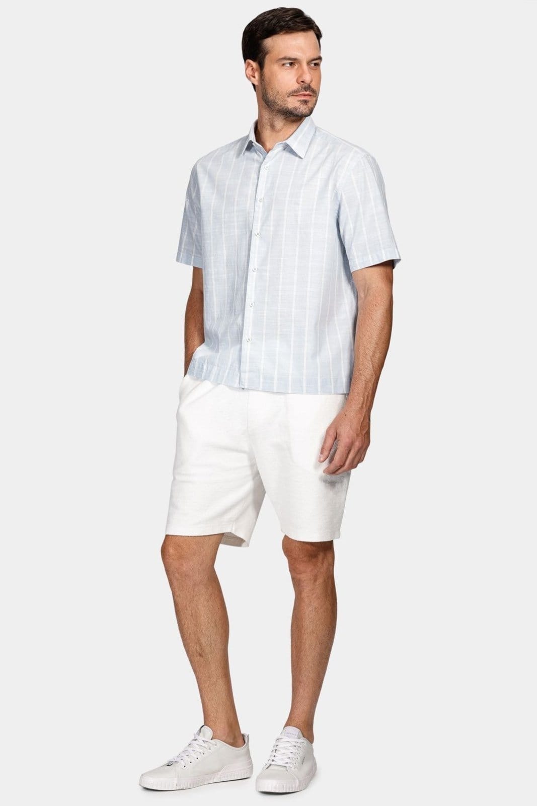 Vista 2 Camisa Aramis Manga Curta Regular Ampla Flamê Listrada Aramis azul