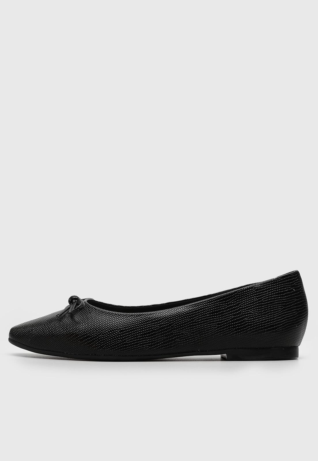 Sapatilha Feminina cê Laço Texturizada Preta