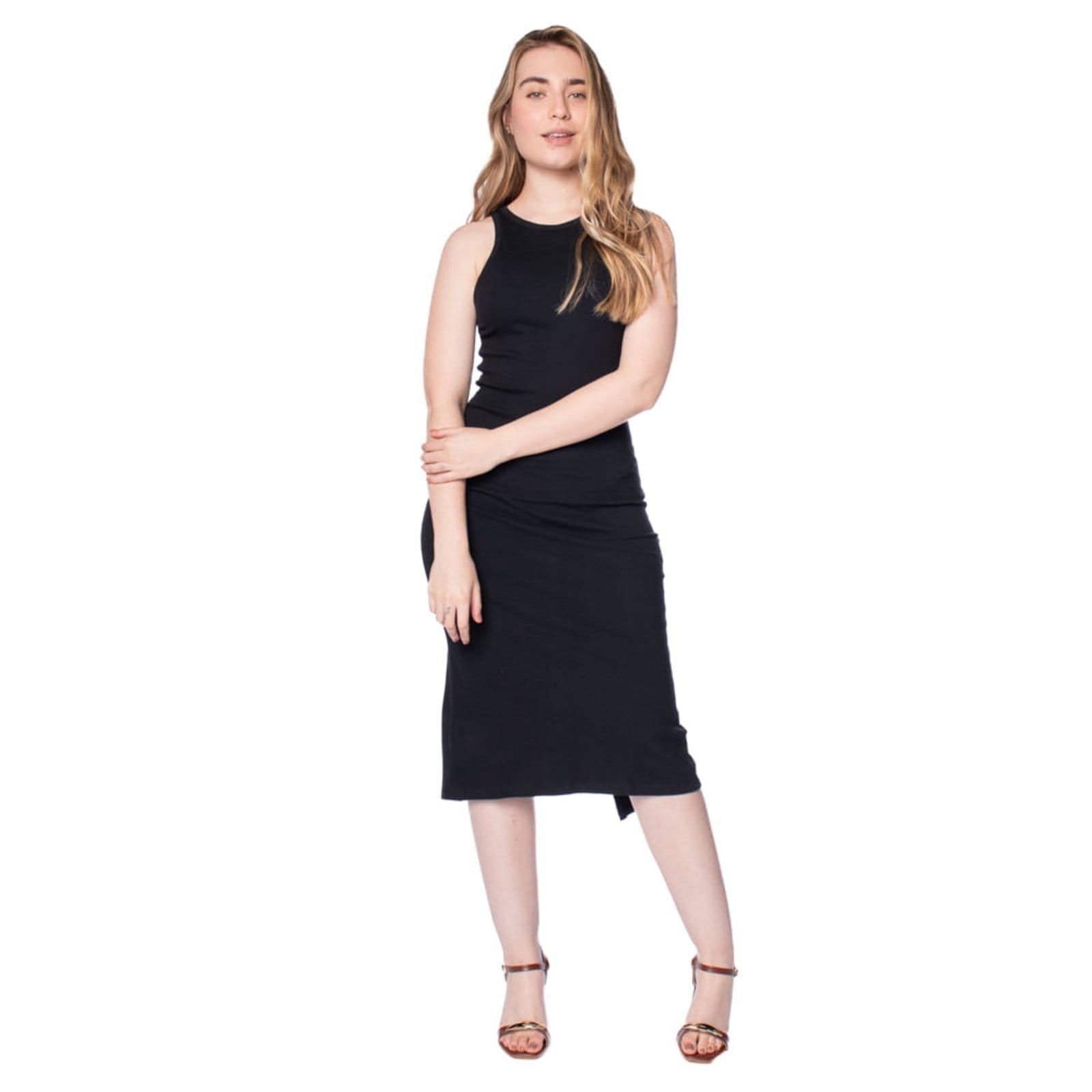 Vestido Midi Feminino Feliny Canelado