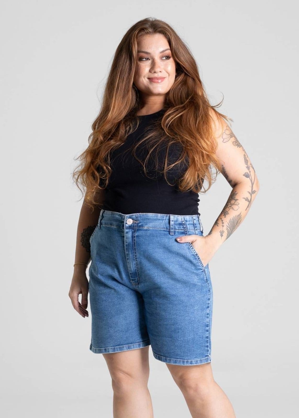 Vista 2 Bermuda Jeans Sawary Plus Size - 281642 Sawary azul