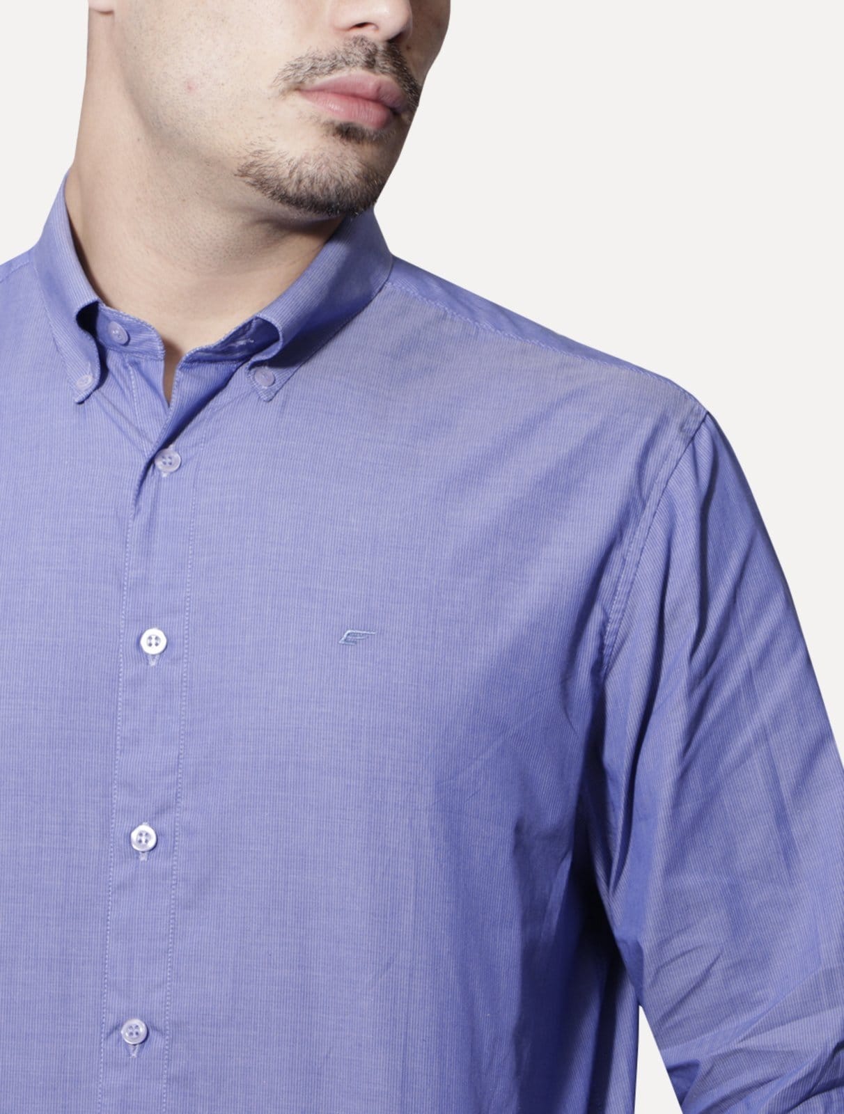 Vista 2 Camisa Ellus Masculina Tricoline Water Stripe Classic Ellus azul