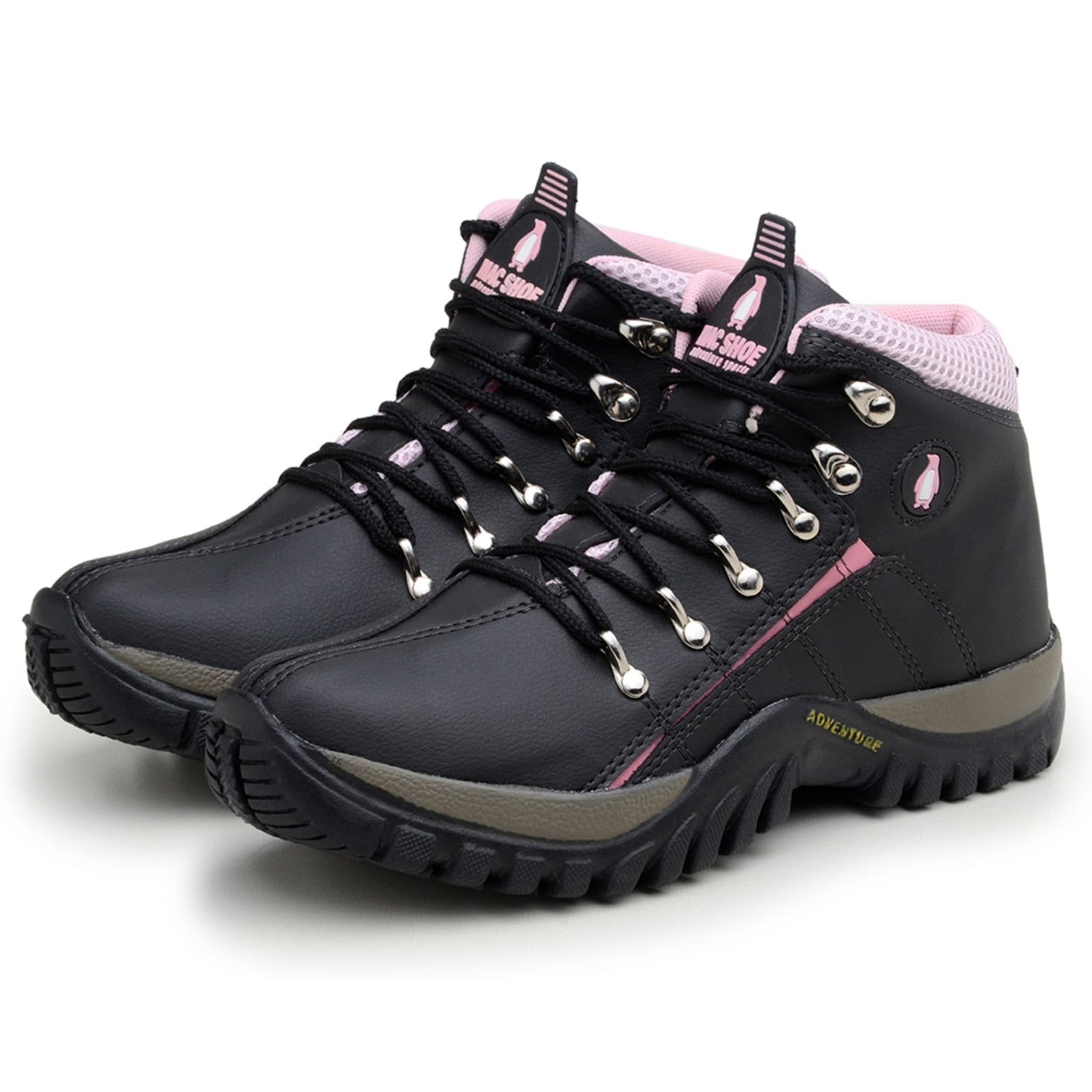 Vista 2 Bota Coturno Bia Ramos Adventure Feminino para Trilha Trekking Confortavel Rosa Bia Ramos preto/rosa rosa