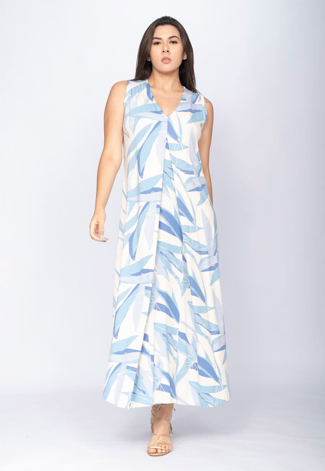 Vestido CabanaFree Longo Acará Malha Estampa Selvagem Blue