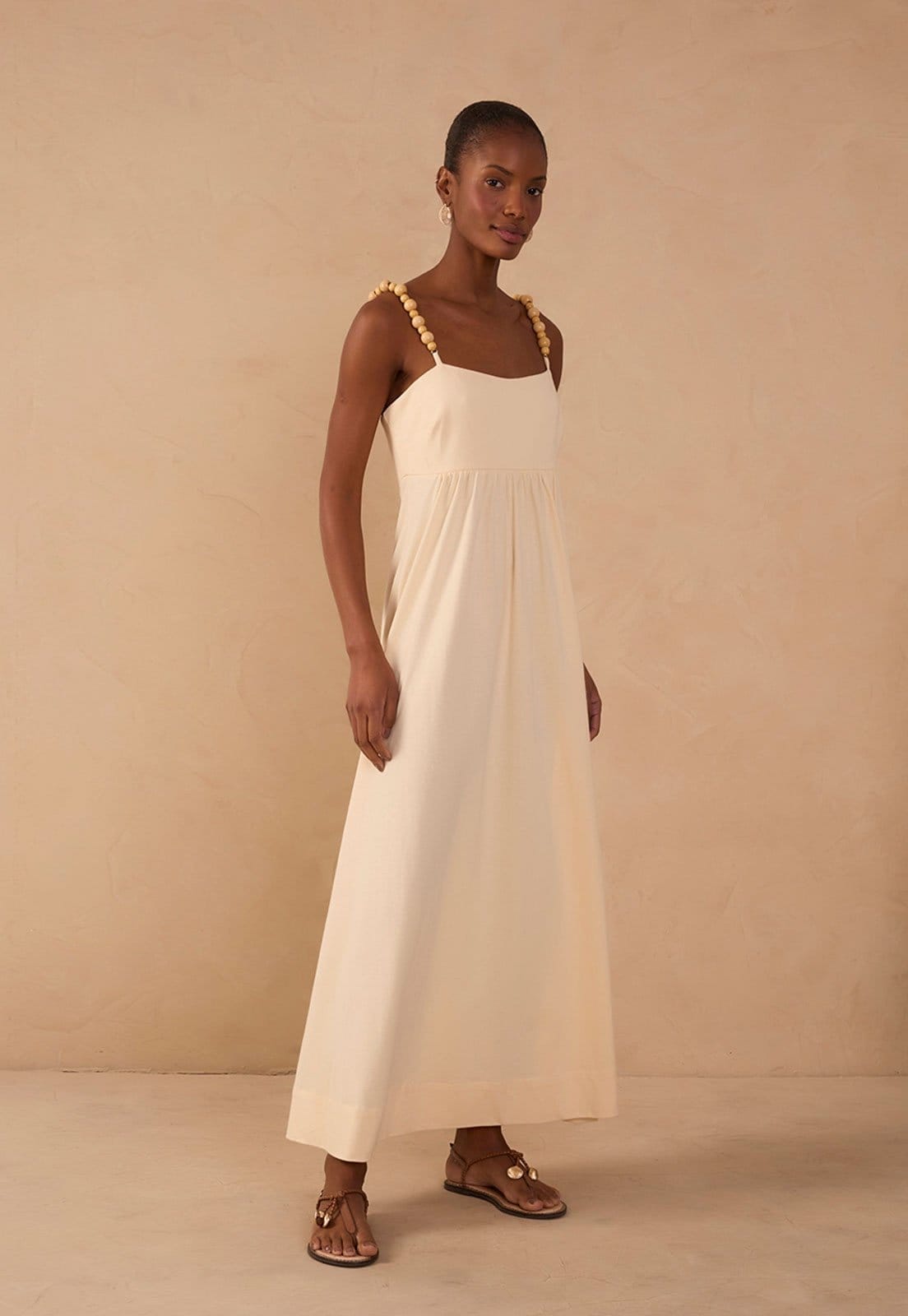 Vista 2 Vestido Feminino Dress To Alças Esferas Dress to bege