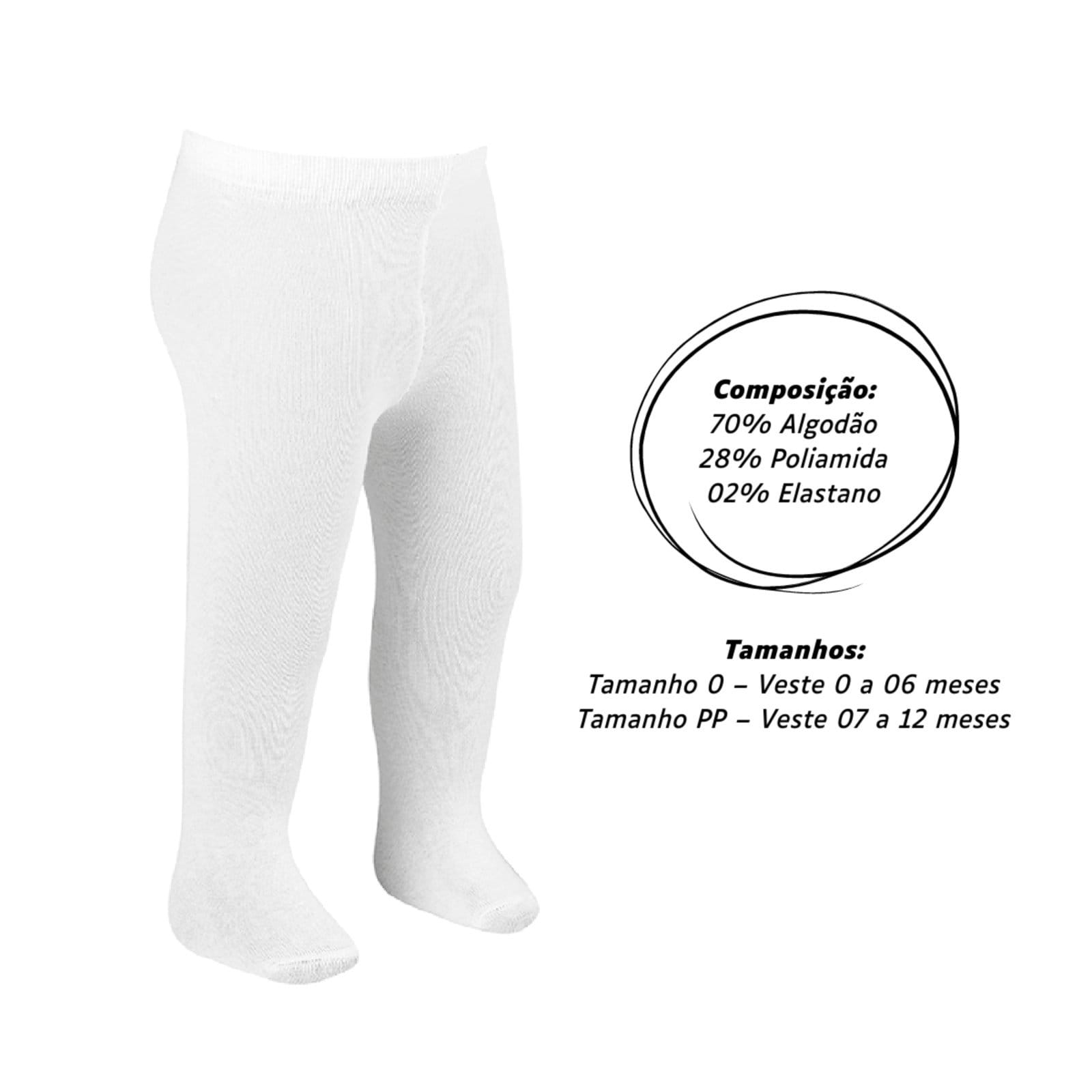 Vista 2 Meia Calça Menina Meia Calça Baby Confortável Angipé branco