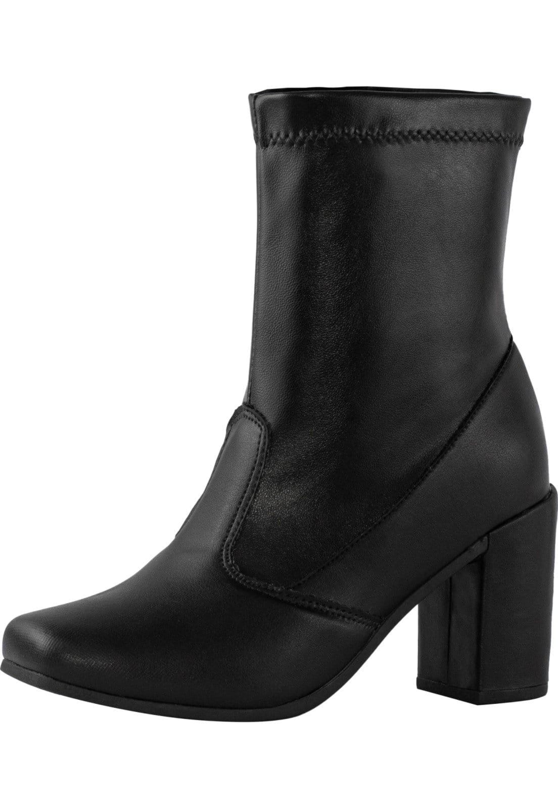 Bota Feminina Cano Médio Stretch Lumiss Coturno Confort Salto Alto Grosso Bico Quadrado