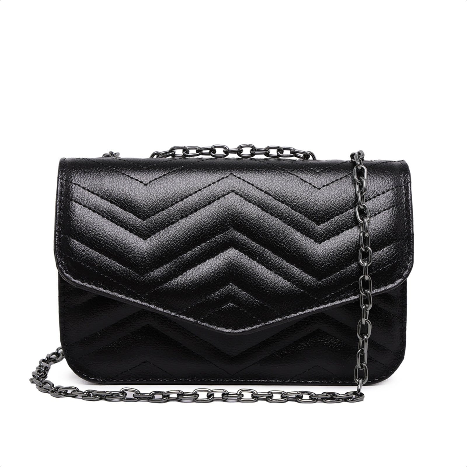 Vista principal Bolsa Feminina Preta Clutch Pequena De Mão De Ombro Alça Corrente Carmelo Shoes Festa Balada CARMELO SHOES preto