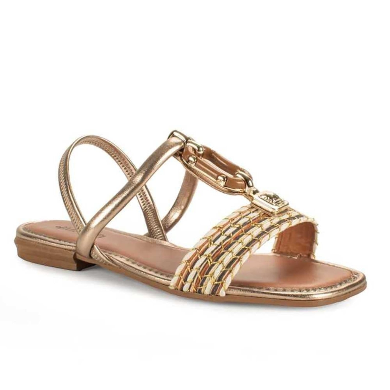 Sandália Feminina Mississipi Rasteira Detalhe Metalico Trançado