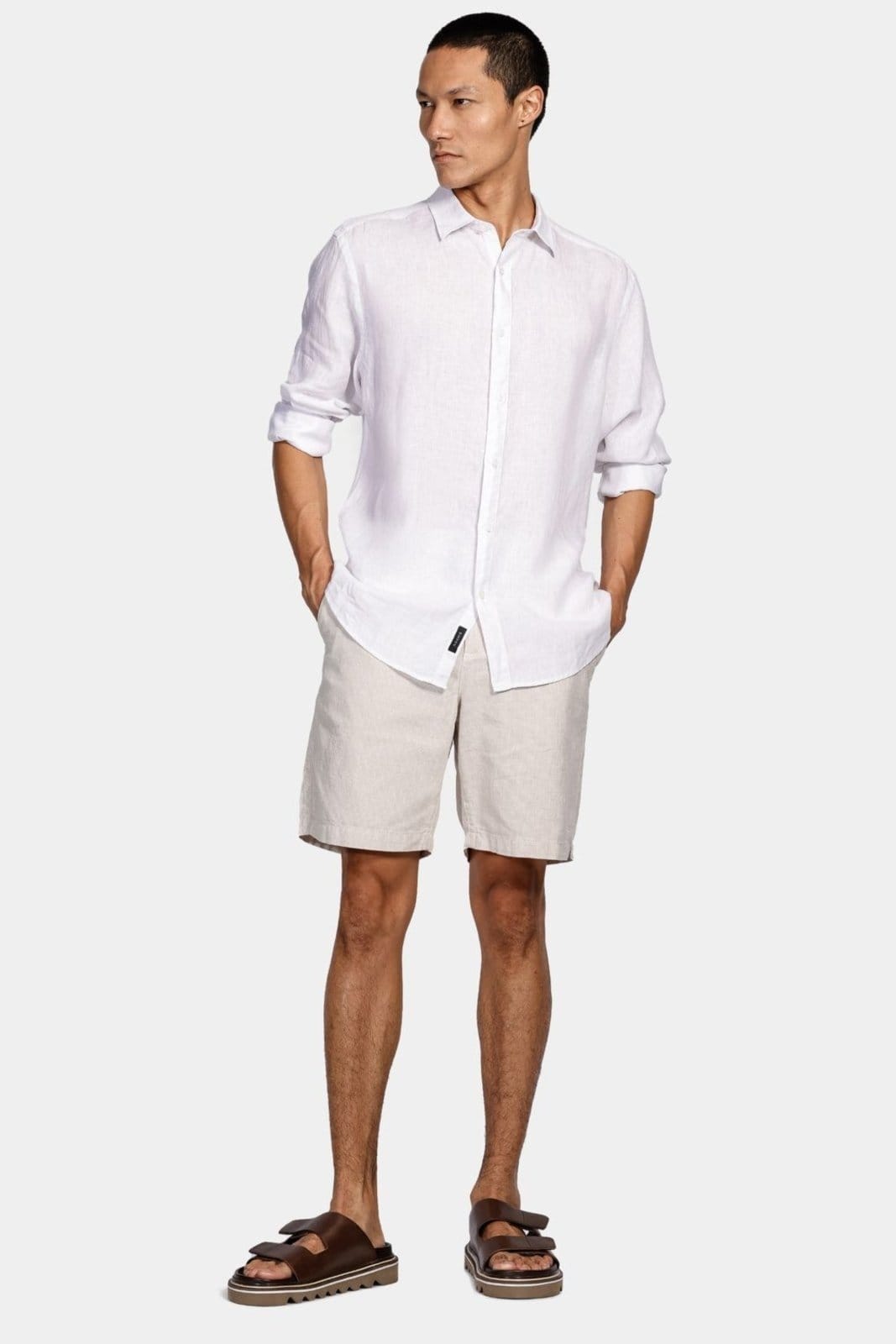 Vista 2 Camisa Aramis Manga Longa Slim Linho Irlandês Branco Aramis incolor