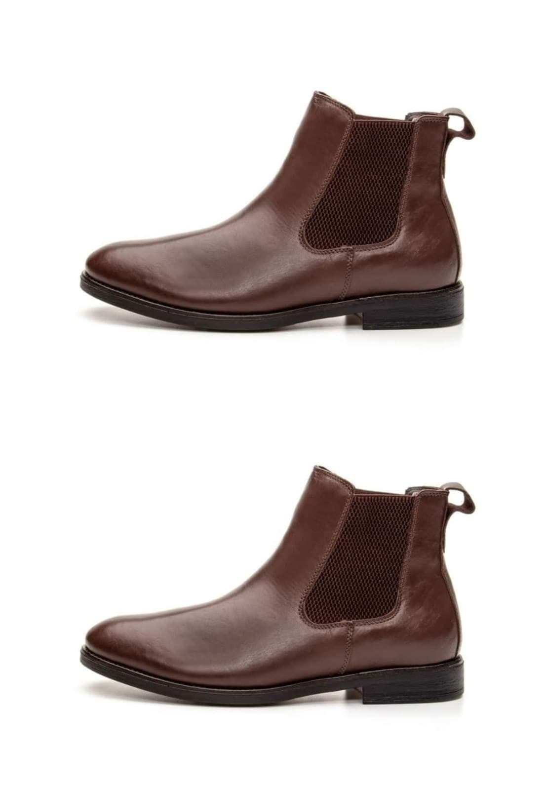 Kit 02 Botas Masculina de Couro Chelsea Clube do Sapato de Franca DFT KIT Houston