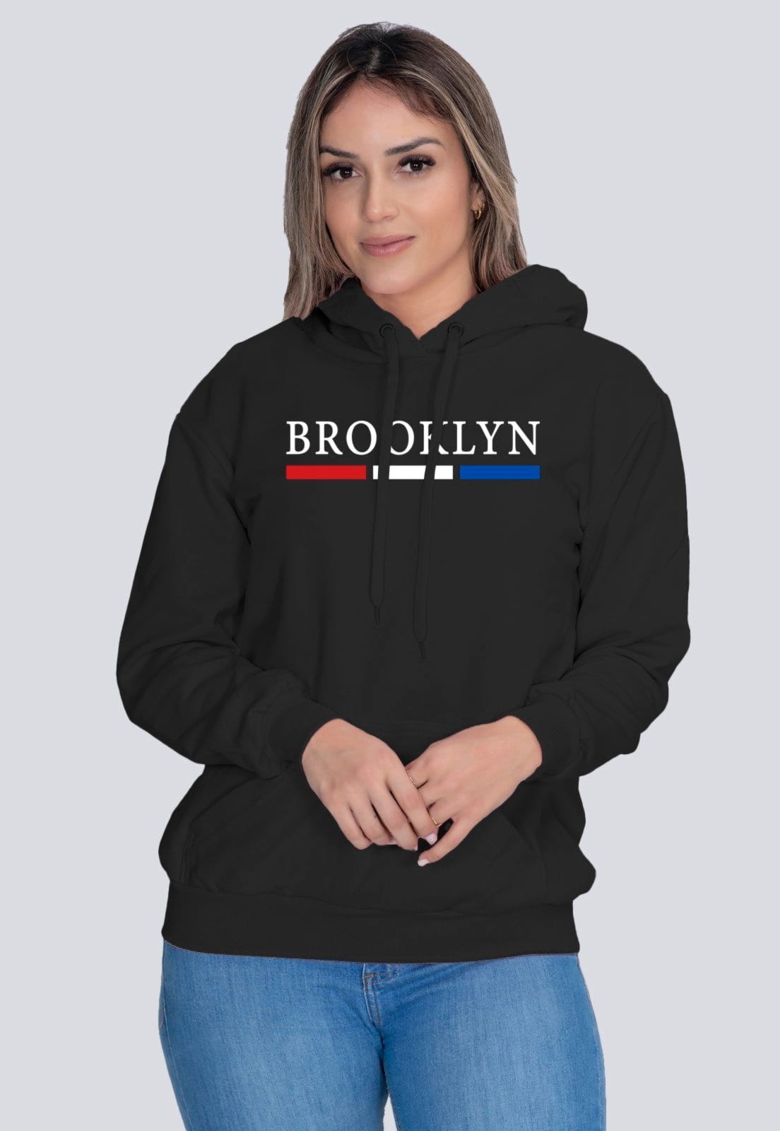 Moletom Feminino Flanelado Blusa de Frio Canguru Brooklyn