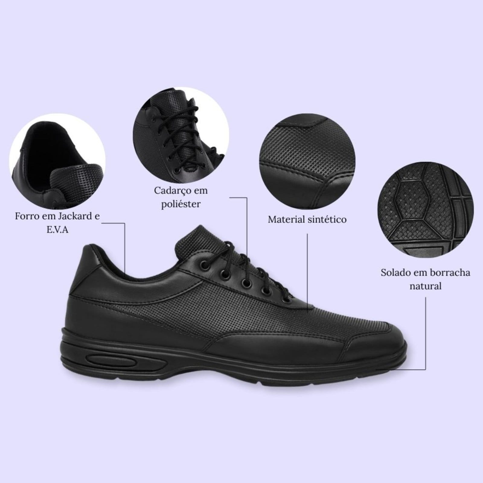 Vista 2 Sapato Social Masculino De Amarrar Macio Leve Moderno Confortável Schiareli 920 Schiareli preto