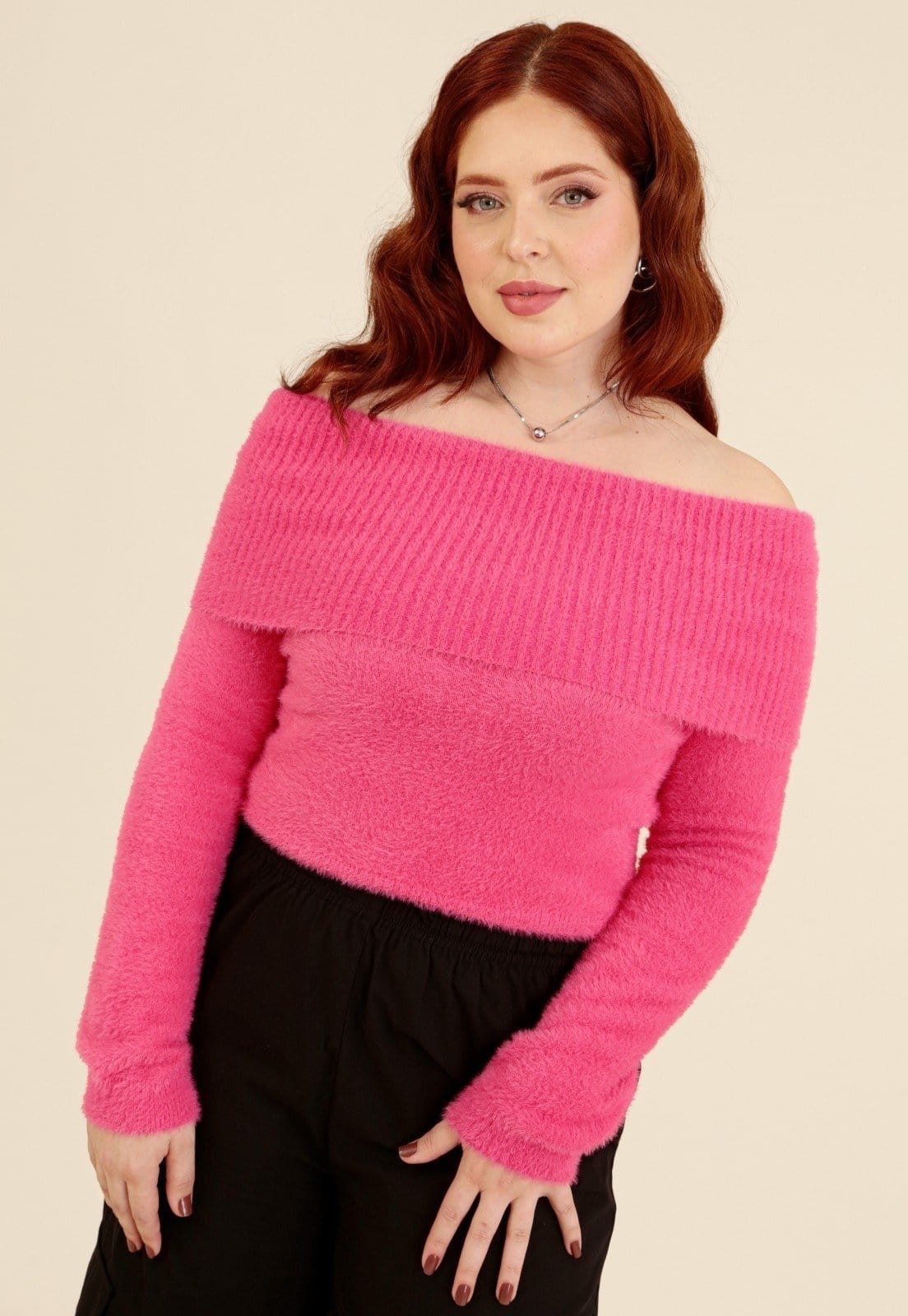 Blusa Pop Me Tricô Pelinho Ombro A Ombro