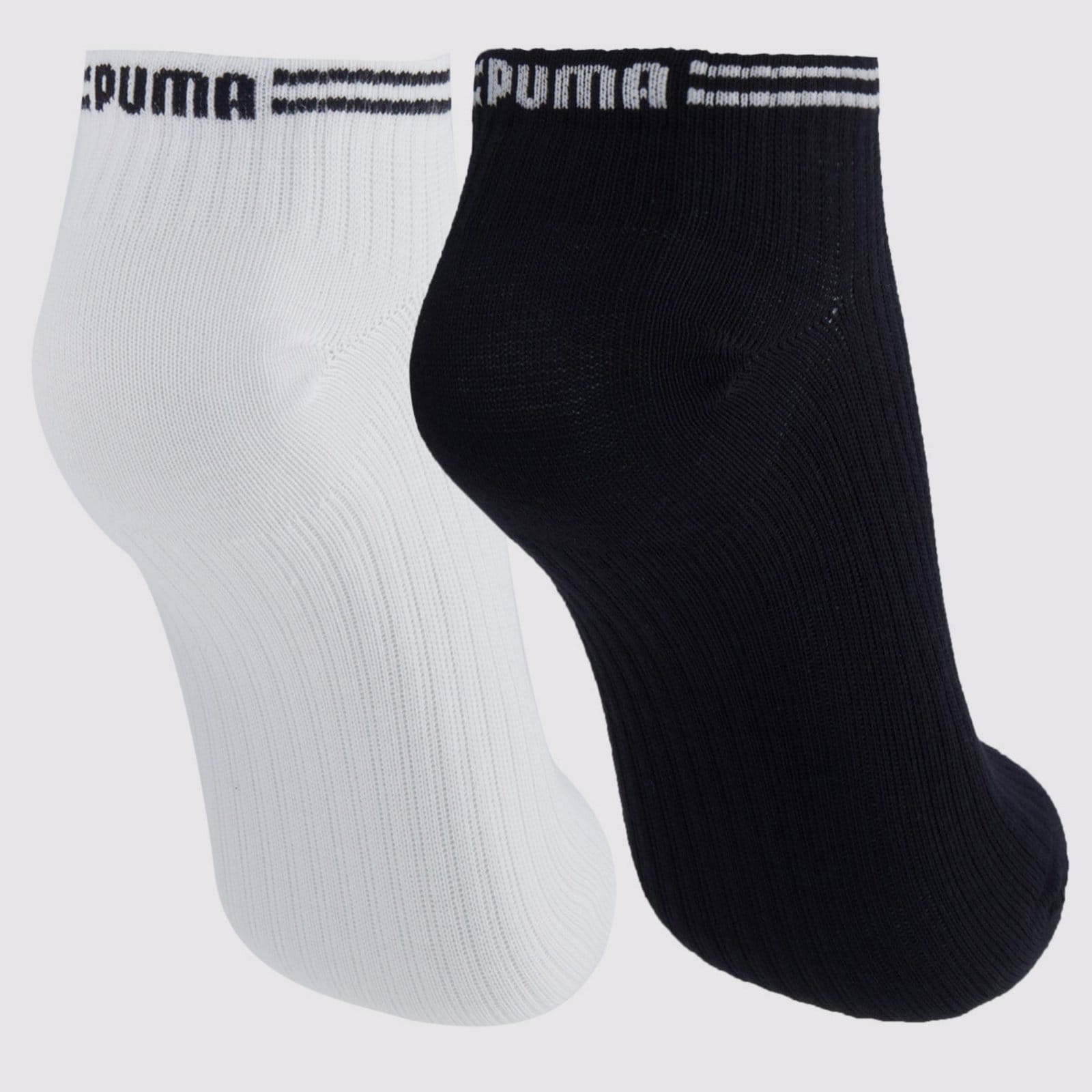 Vista 2 Kit Meia Puma Sapatilha 2 Pares Feminina Preta e B Puma preto