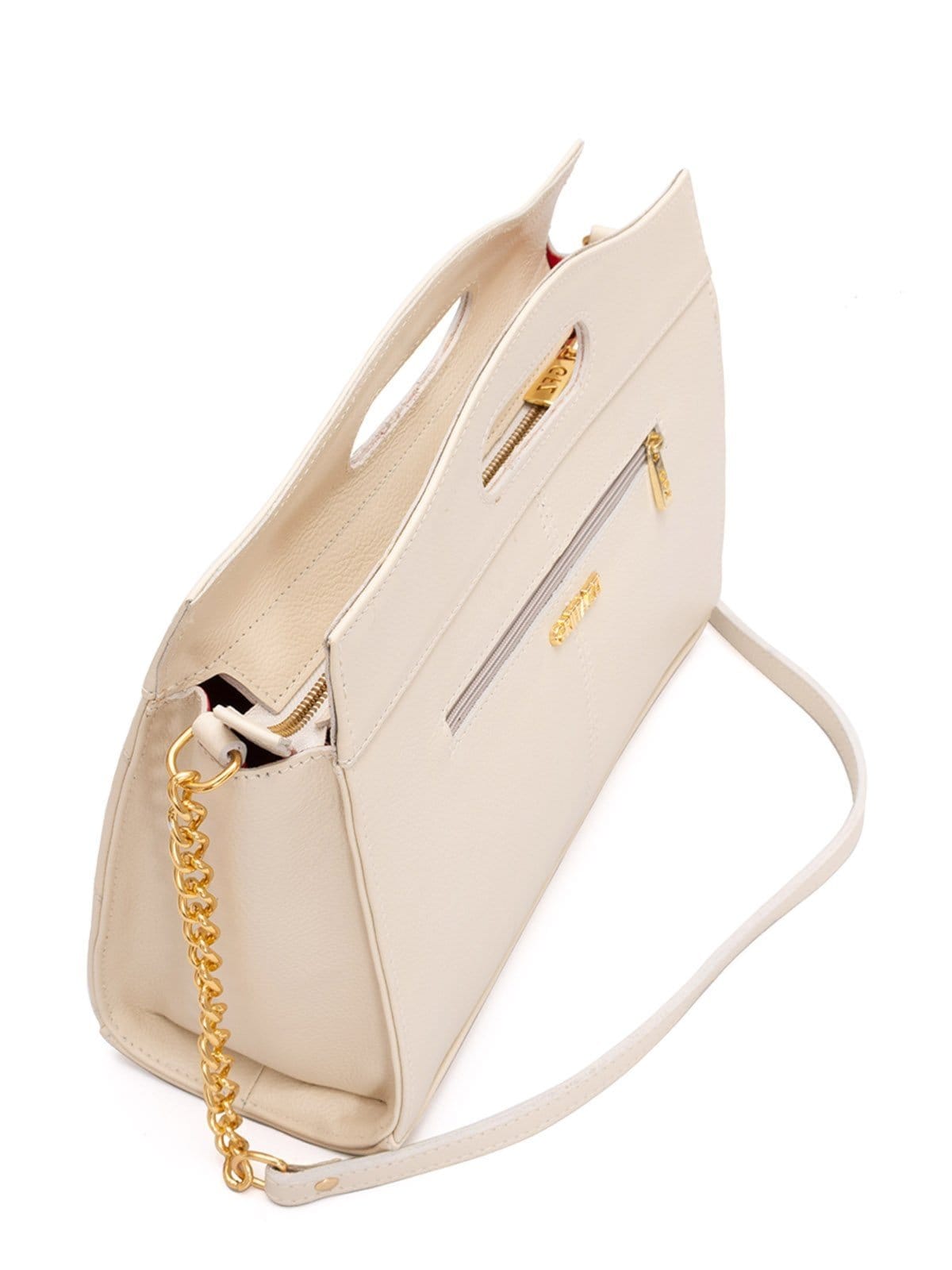 Vista 2 Bolsa de Couro Griffazzi Ombro Off White Griffazzi off-white white