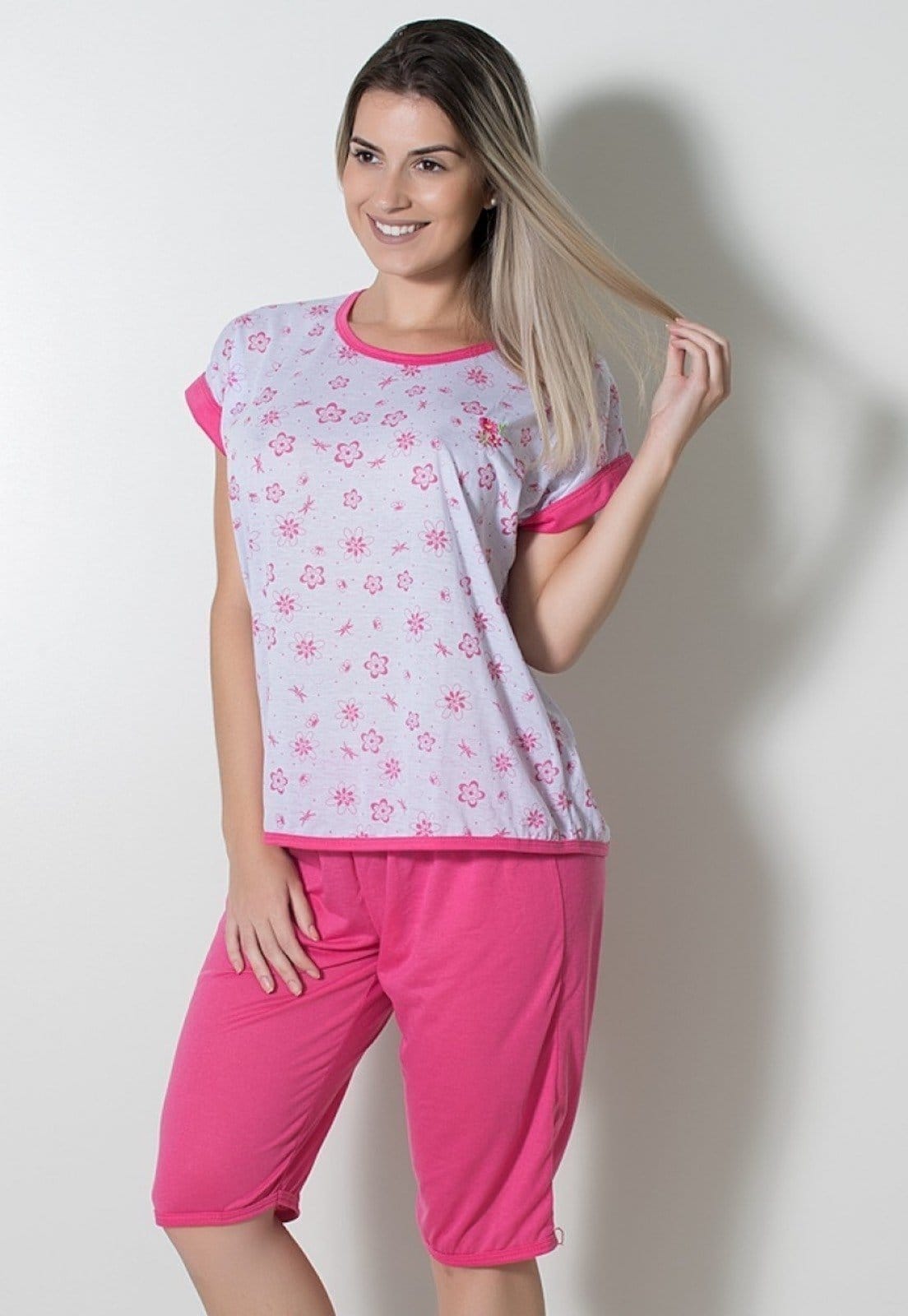 Vista 2 Pijama Linha Noite Pescador Pink Linha Noite rosa pink